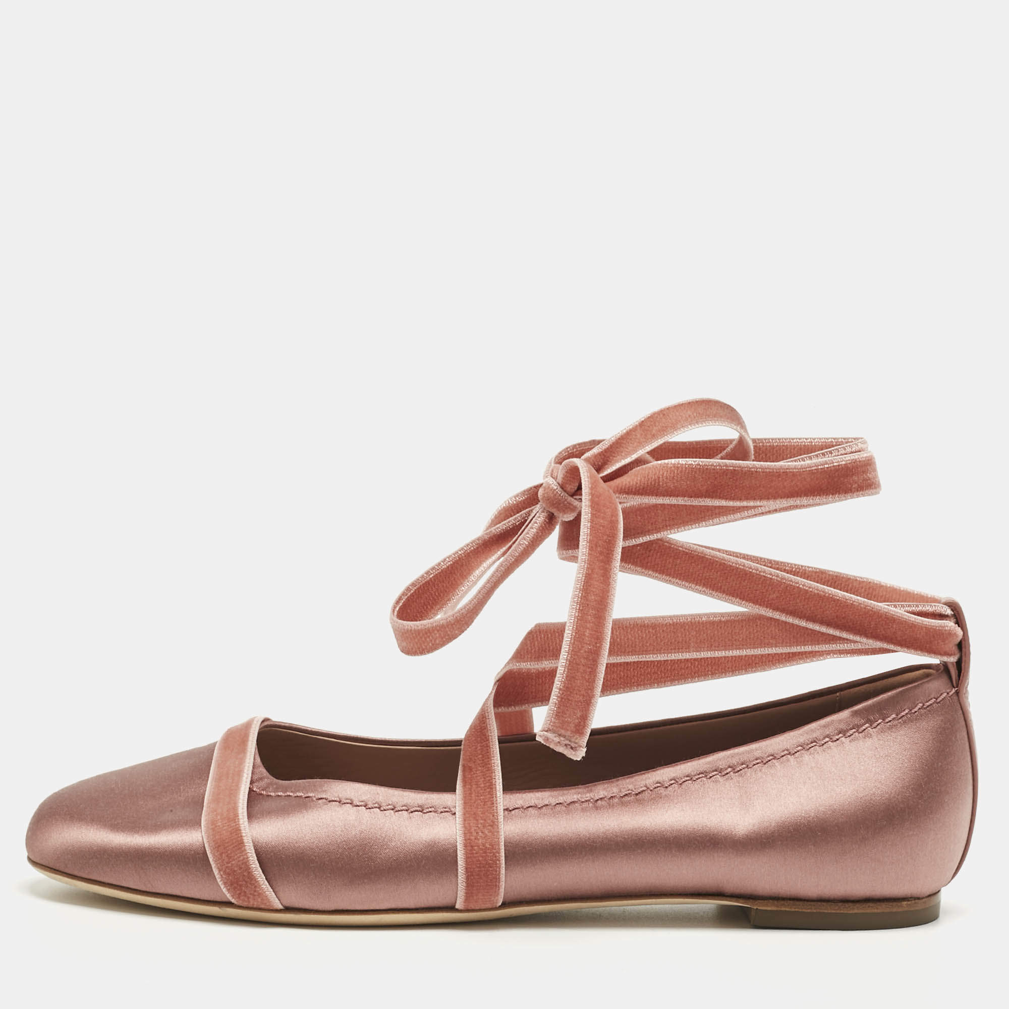 مملوكة مسبقًا حذاء باليرينا سبنسر رباط كاحل ساتان ومخمل وردي مالون سوليه مقاس 40