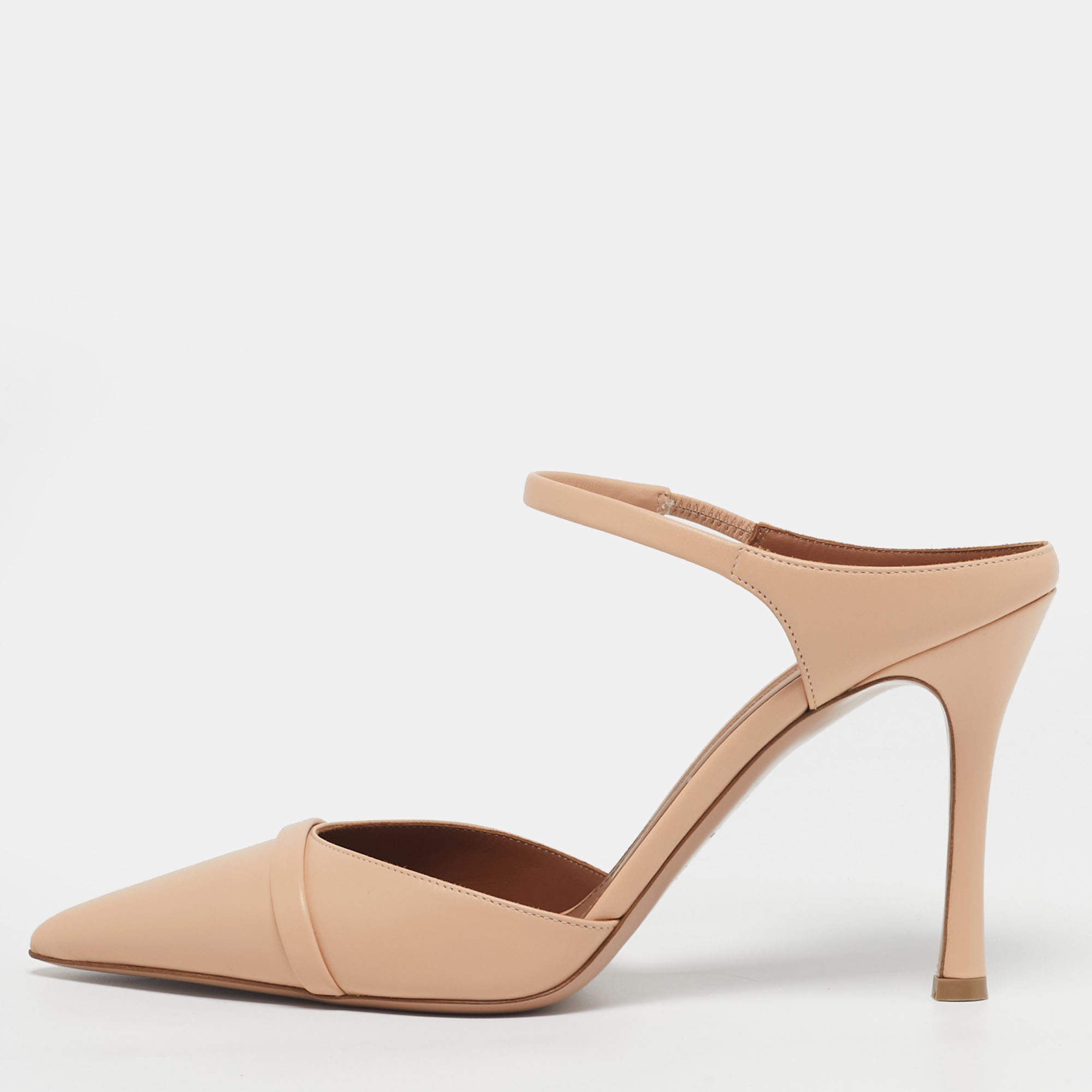 Pre Owned Malone Souliers Uma Size 38.5 Beige Leather Mules