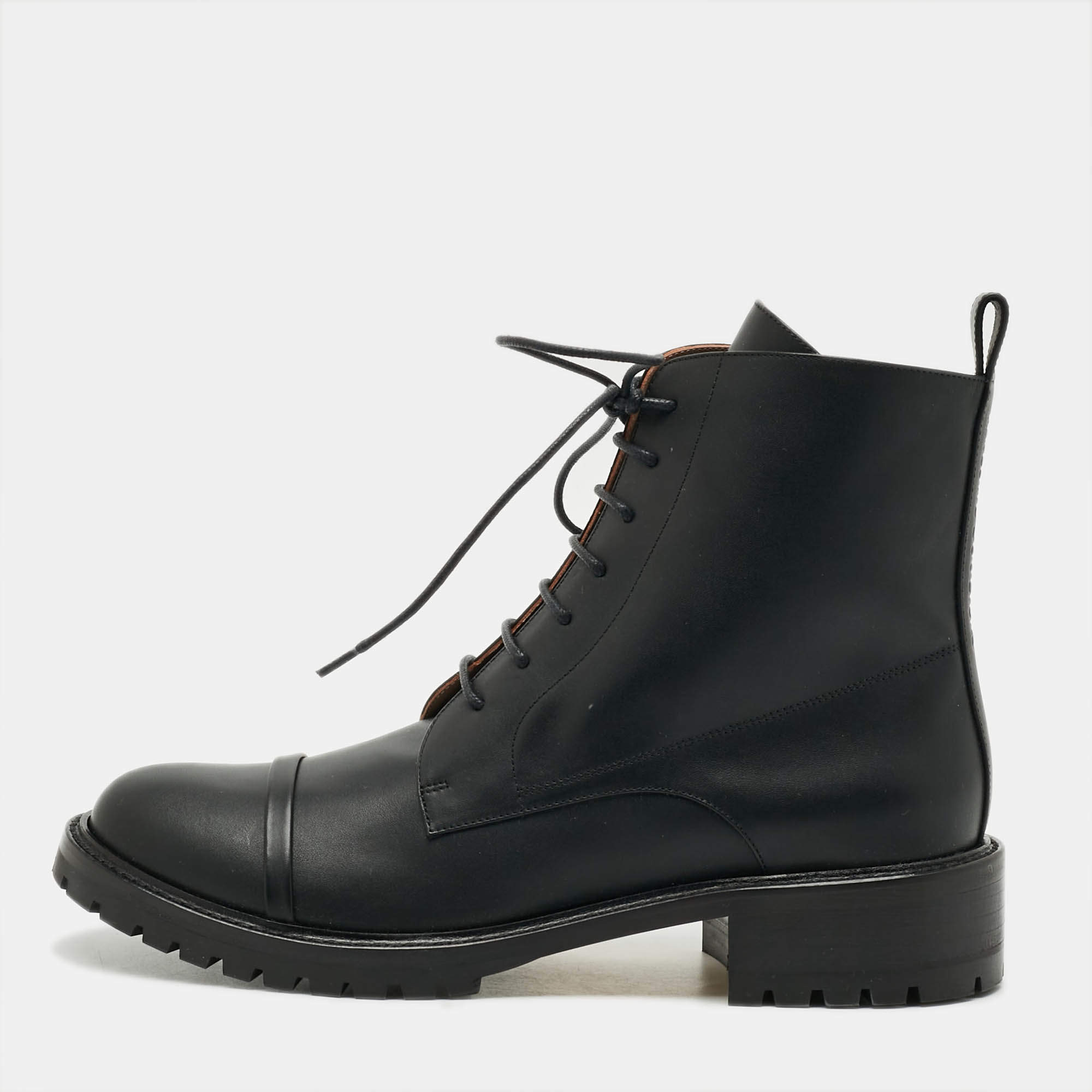 Pre Owned Malone Souliers Miller Size 39 Black Leather Combat Boots