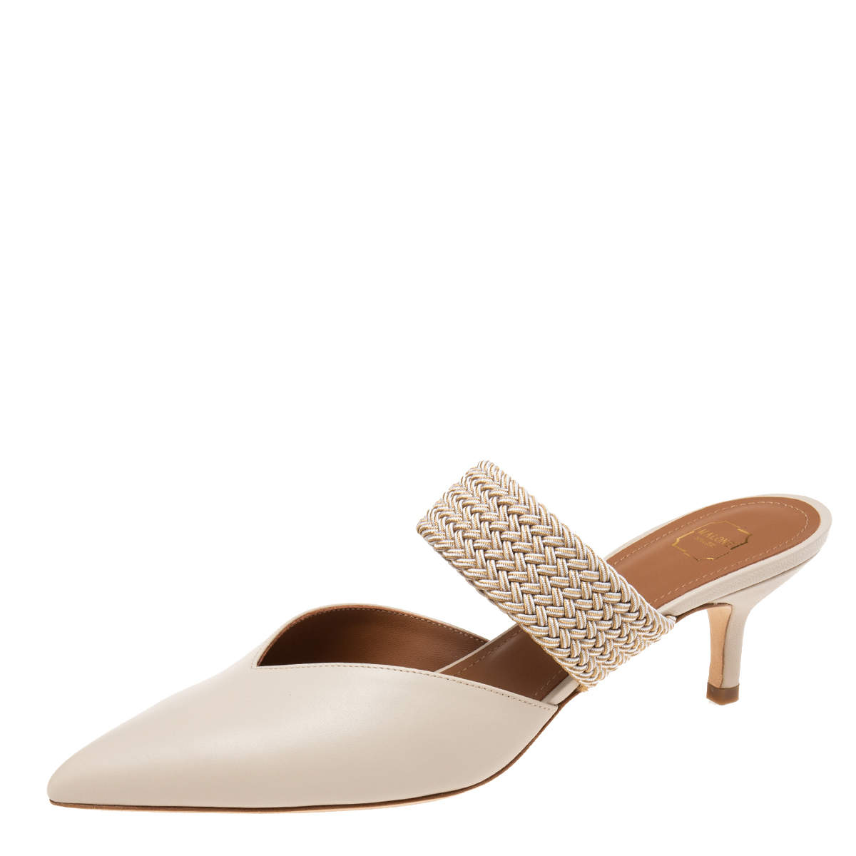 Pre Owned Malone Souliers Off-White Leather Maisie Mule Sandals Size 37.5
