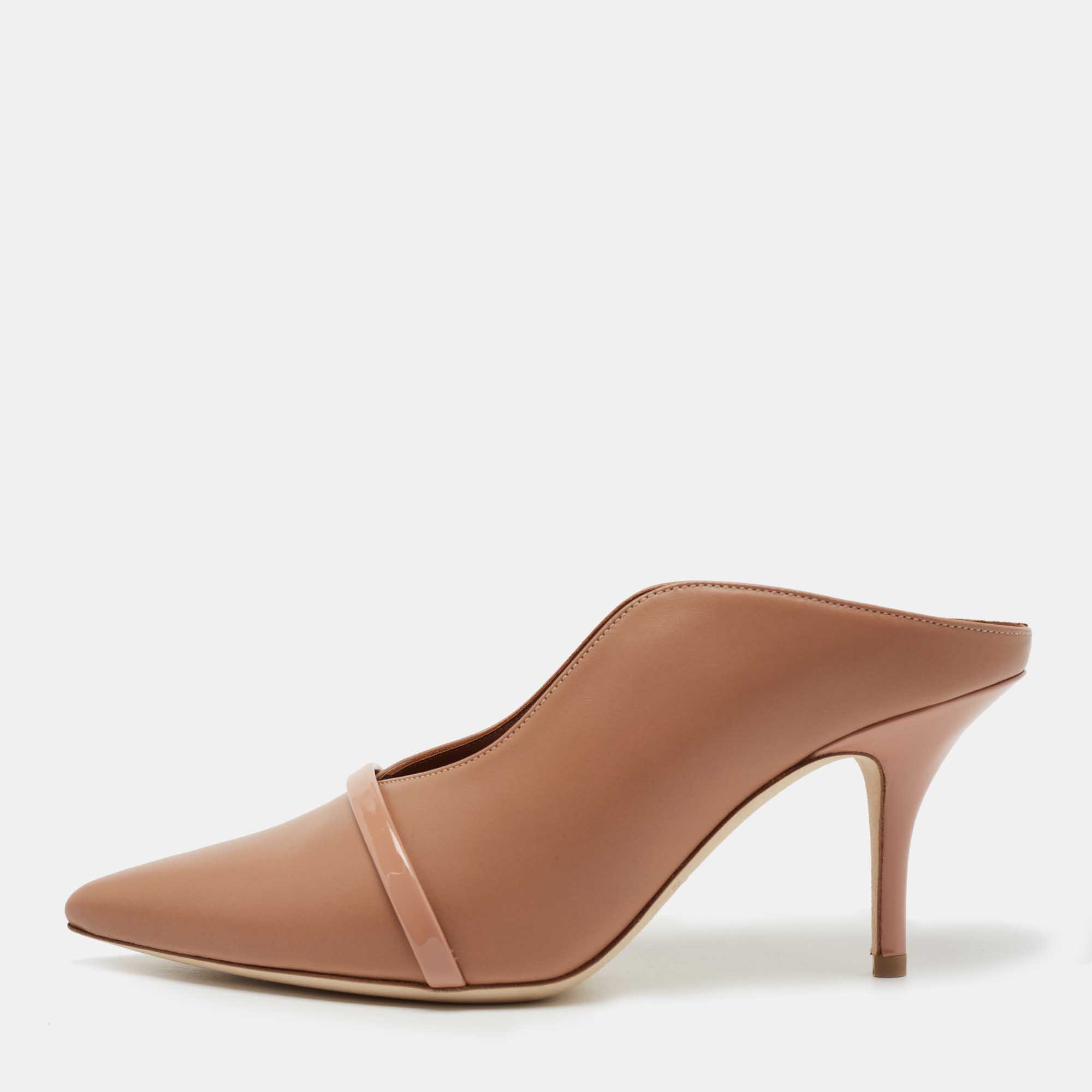 Pre Owned Malone Souliers Beige Leather Constance Mules Size 37.5