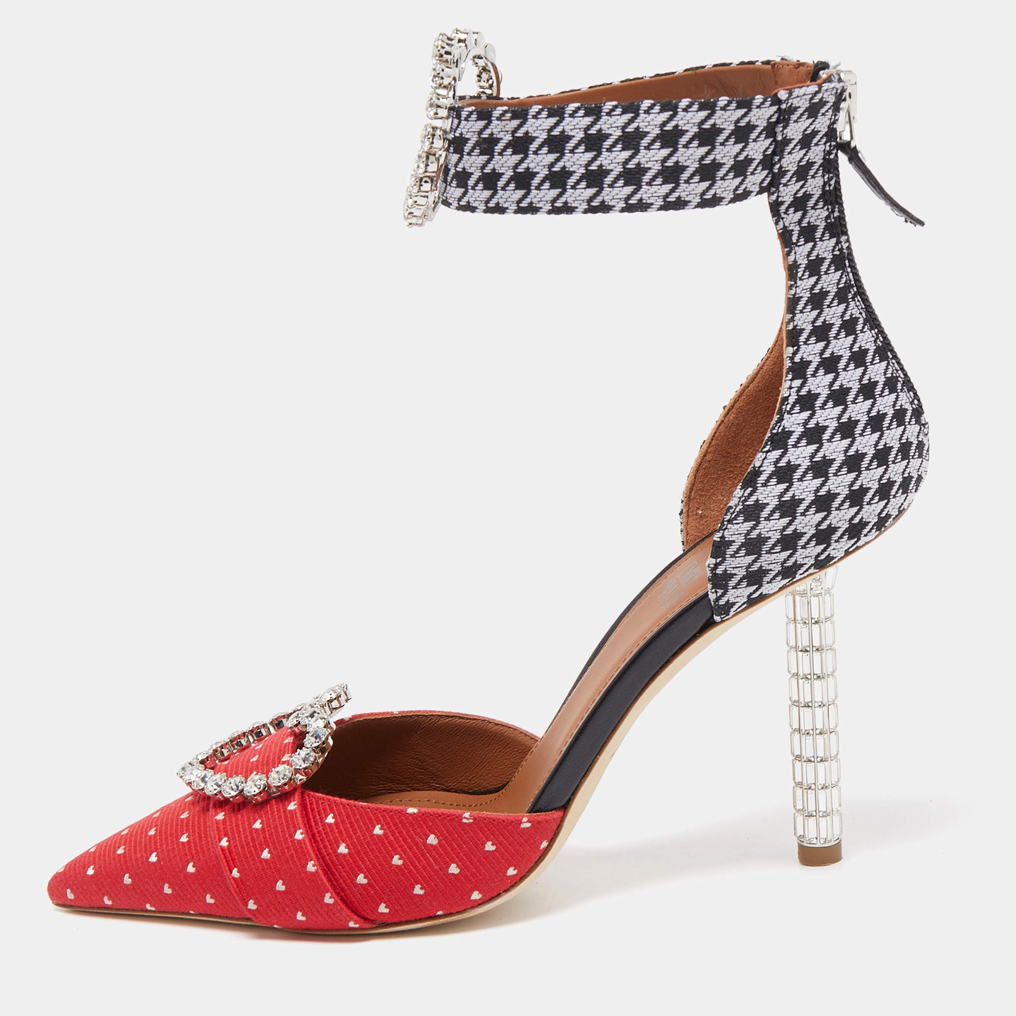 Pre Owned Malone Souliers Tricolor Canvas Camille Ankle Strap Sandals Size 37