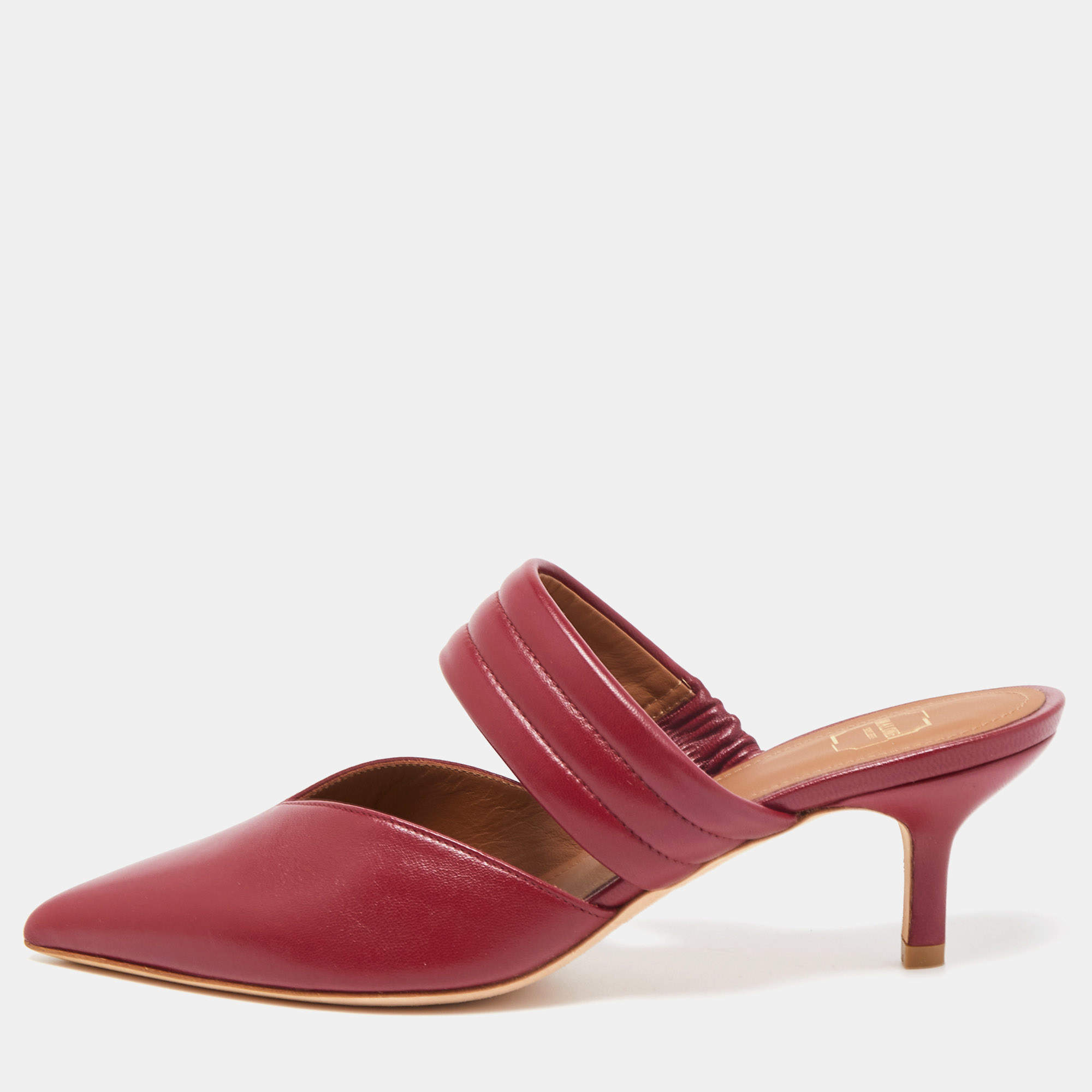 Malone Souliers Burgundy Leather Matilda Mules Size 35.5