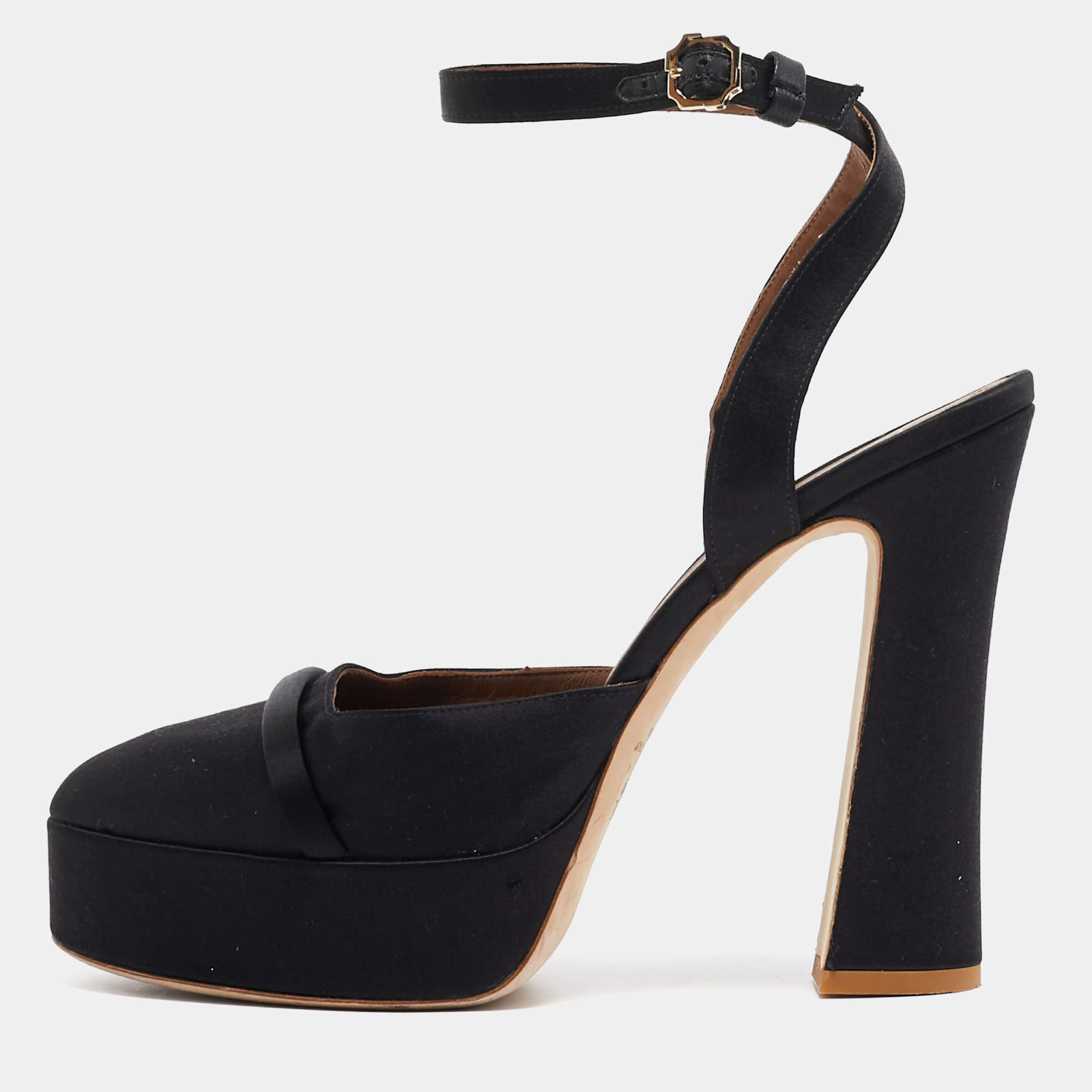 Malone Souliers Black Satin Mora Pumps Size 40