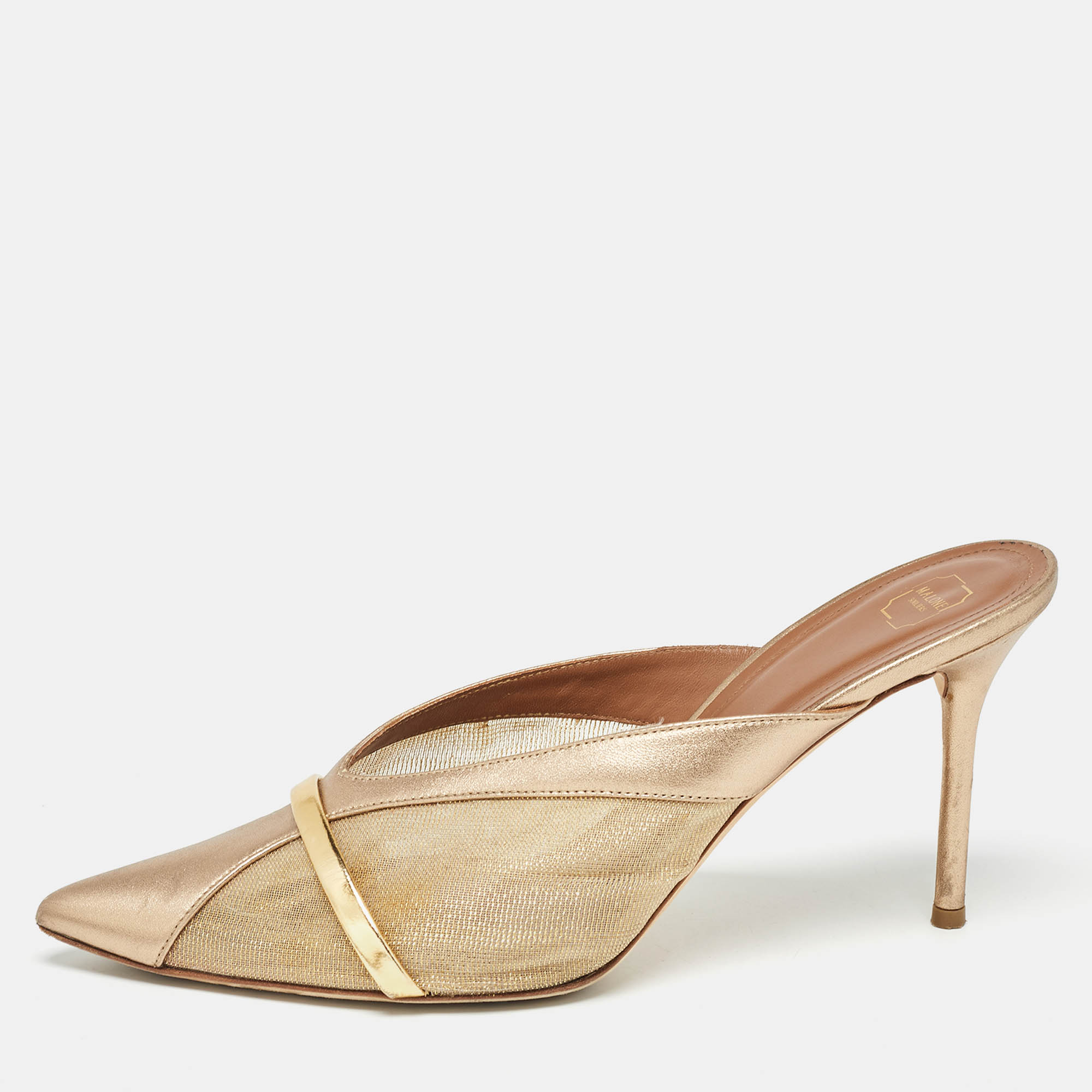 Pre Owned Malone Souliers Two Tone Mesh and Leather Bobbi Mules Size 41