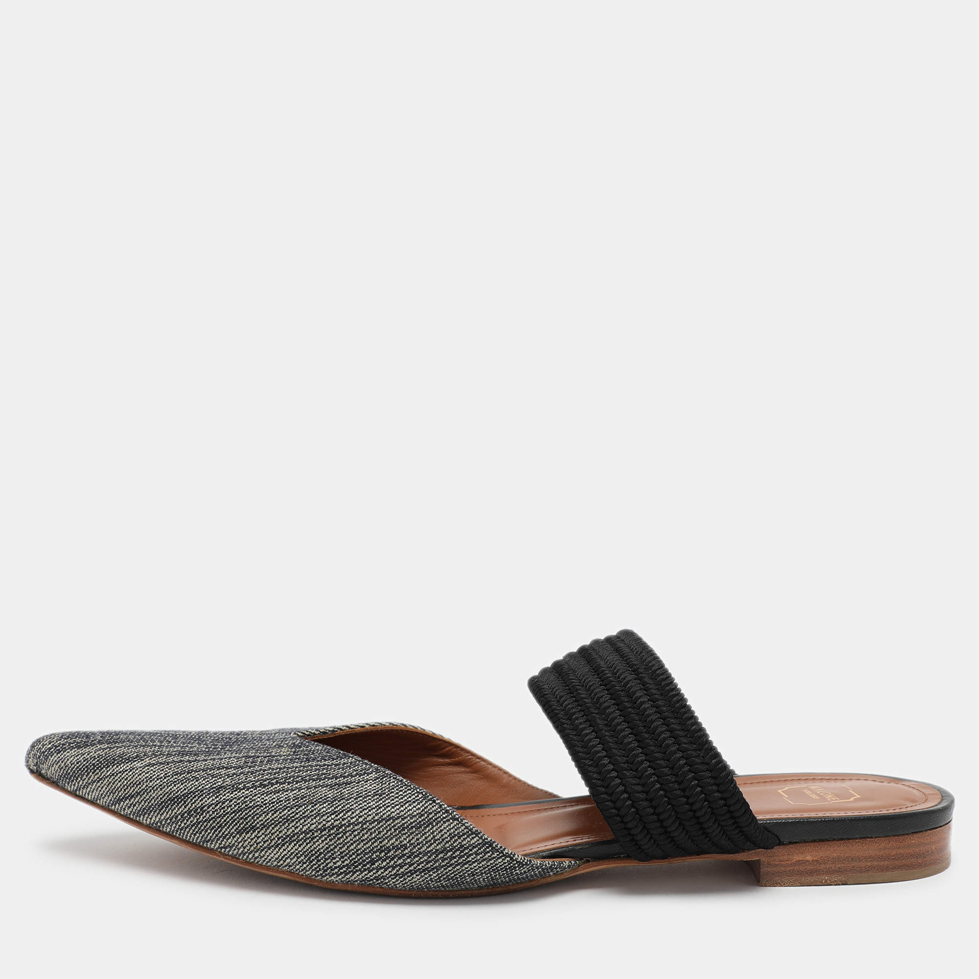 Pre Owned Malone Souliers Multicolor Canvas Maisie Mules Size 39.5