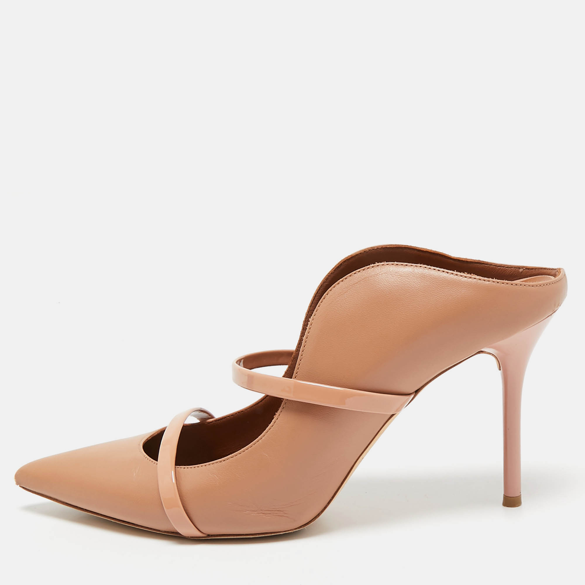 مملوكة مسبقًا Malone Souliers Beige Leather Maureen Pointed Toe Mules Size 41