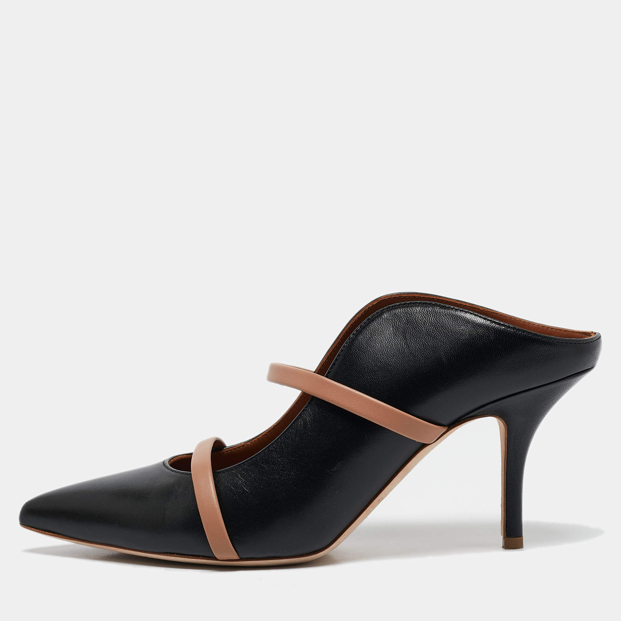 Pre Owned Malone Souliers Black/Brown Leather Maureen Mules Size 37.5