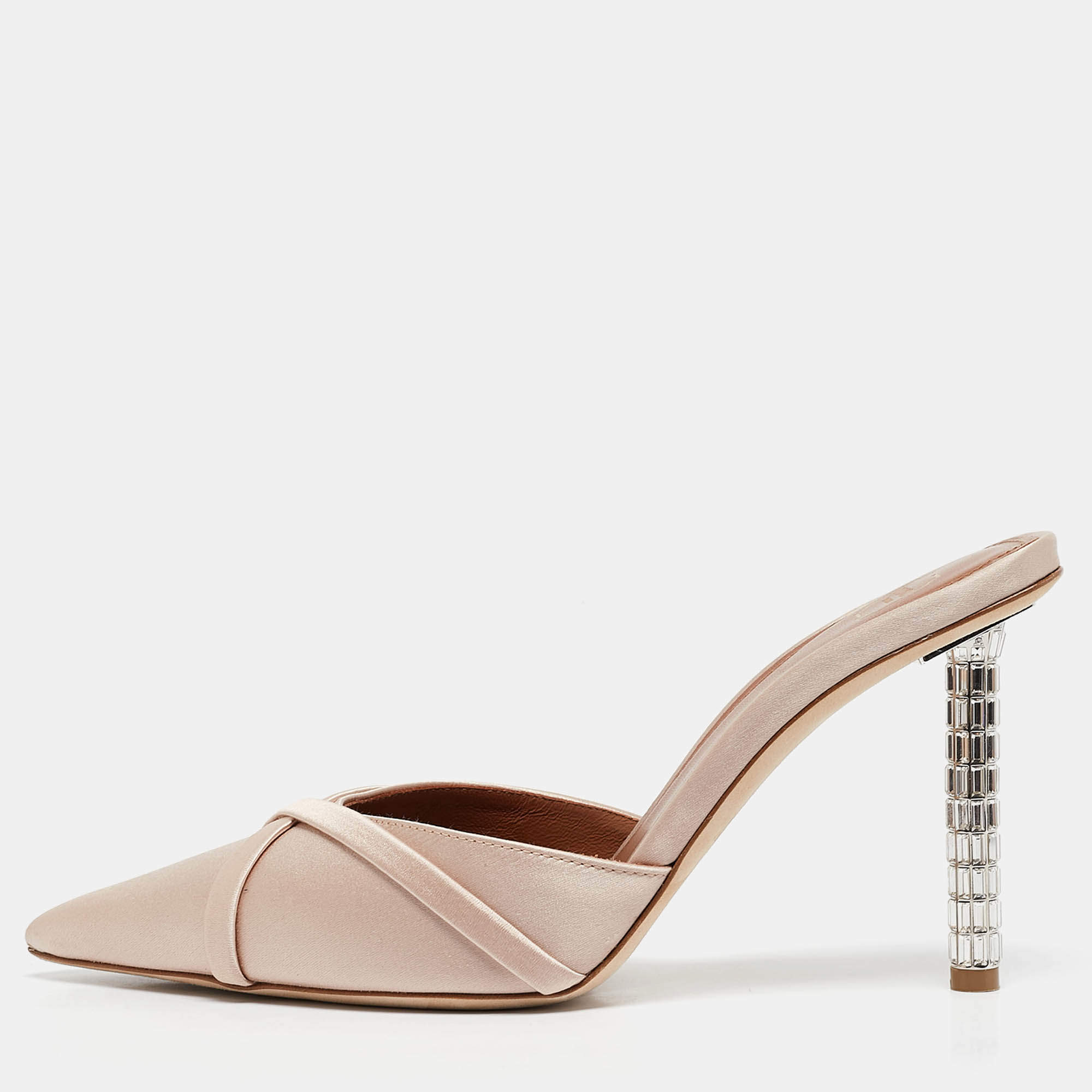 Malone Souliers Beige Satin Josephine Mules Size 39.5