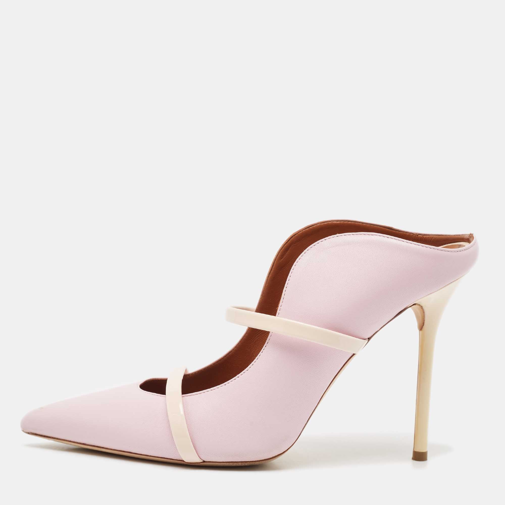 Pre Owned Malone Souliers Lavender Leather Maureen Mules Size 40