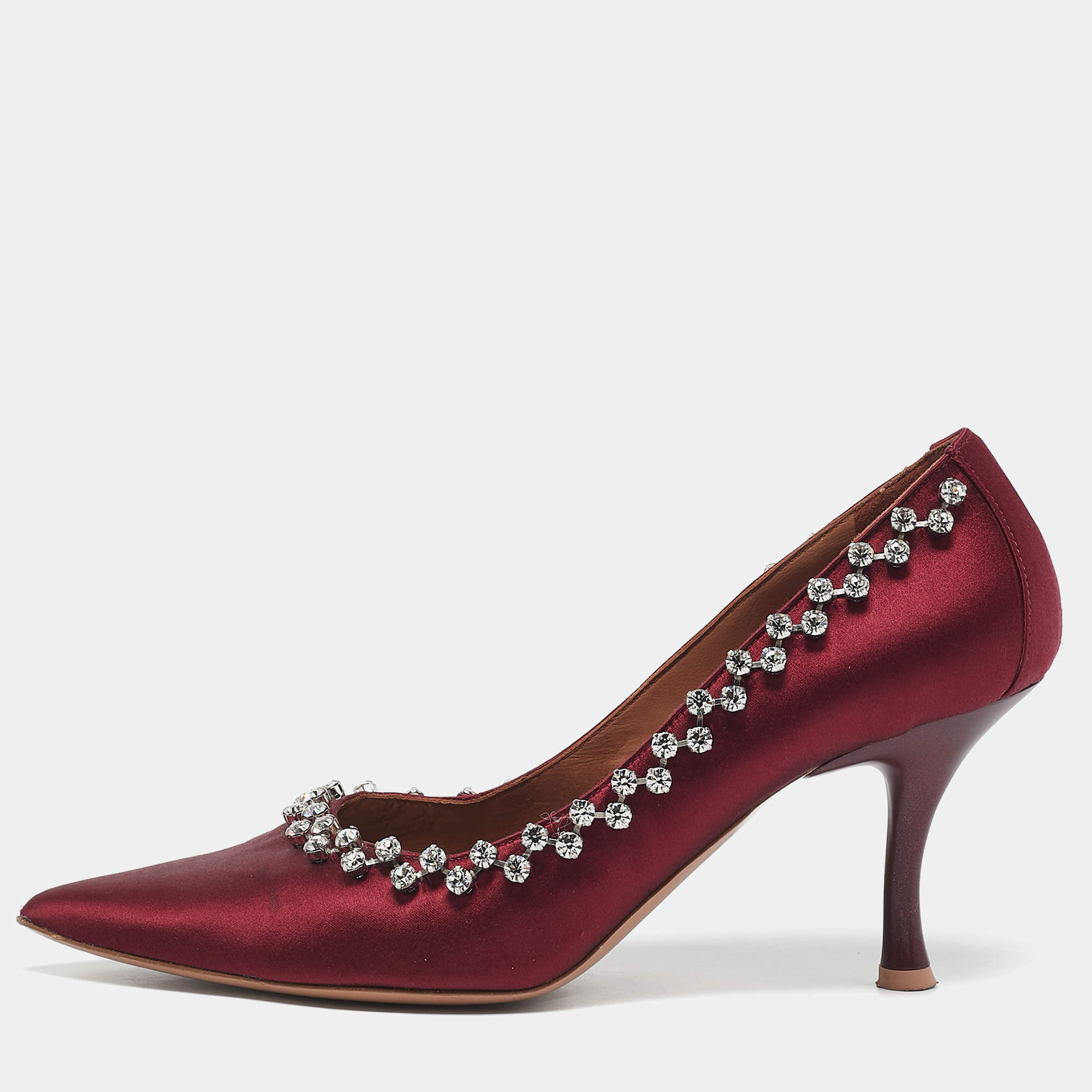 Malone Souliers Burgundy Satin Gael Pumps Size 40