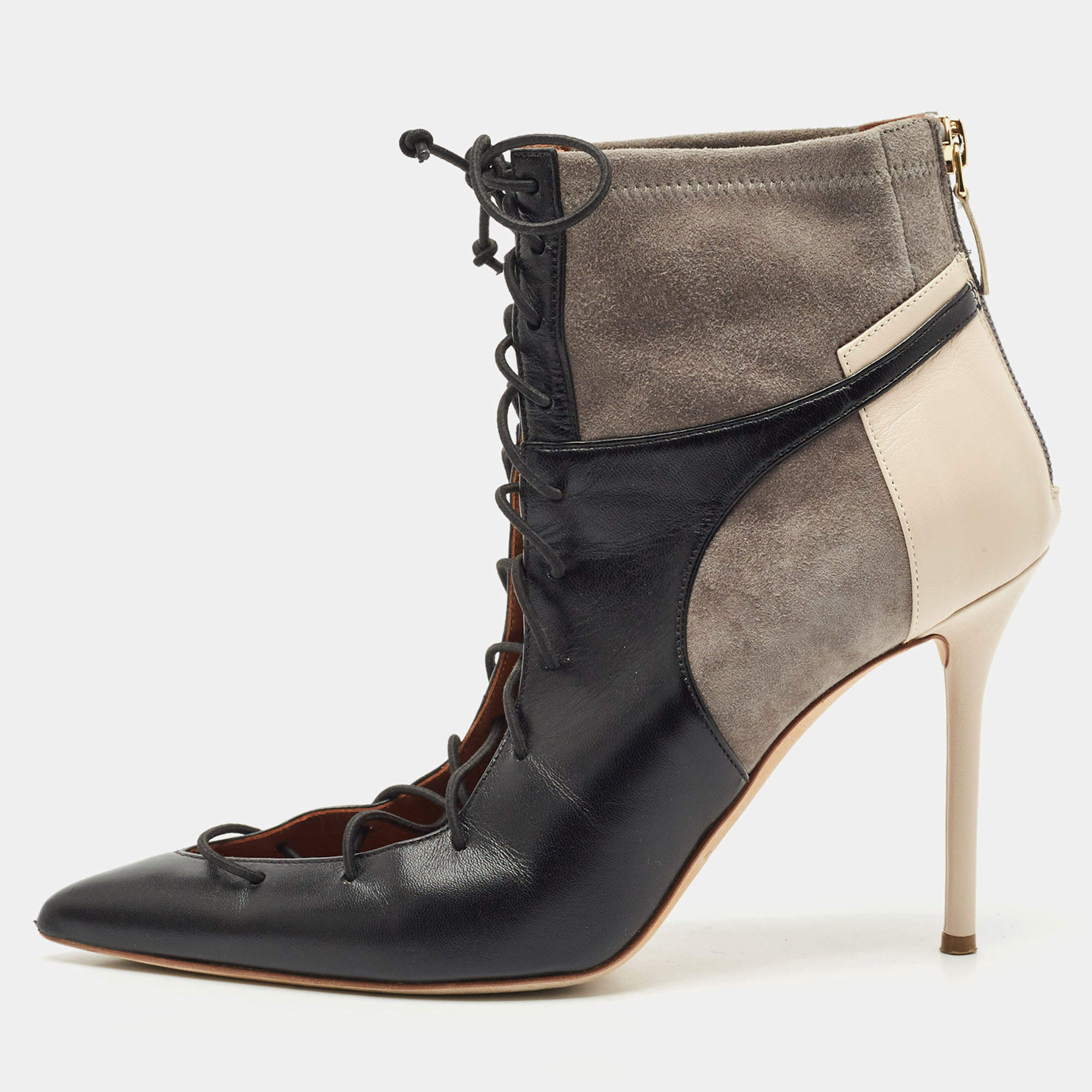 Pre Owned Malone Souliers Multicolor Leather and Suede Montana Booties Size 39