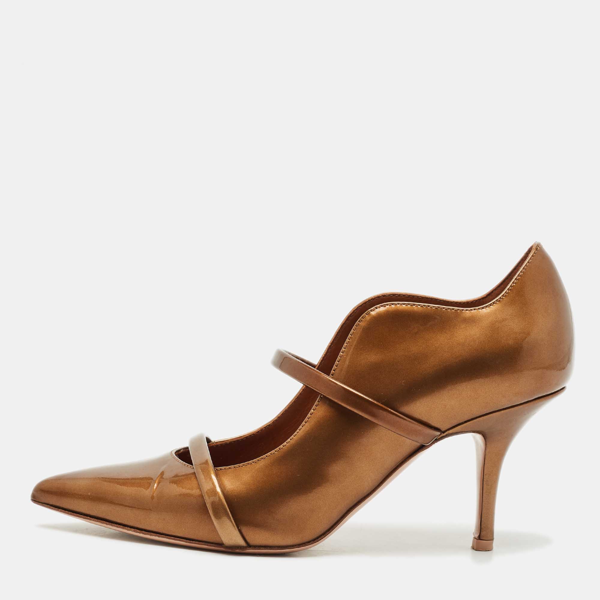 Pre Owned Malone Souliers Brown Patent Leather Maureen Pumps Size 36