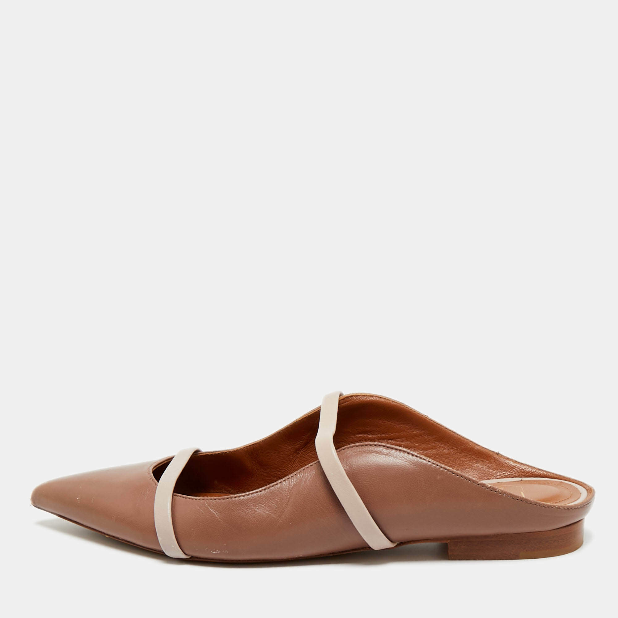 Pre Owned Malone Souliers Cream/Beige Leather Maureen Mule Sandals Size 37