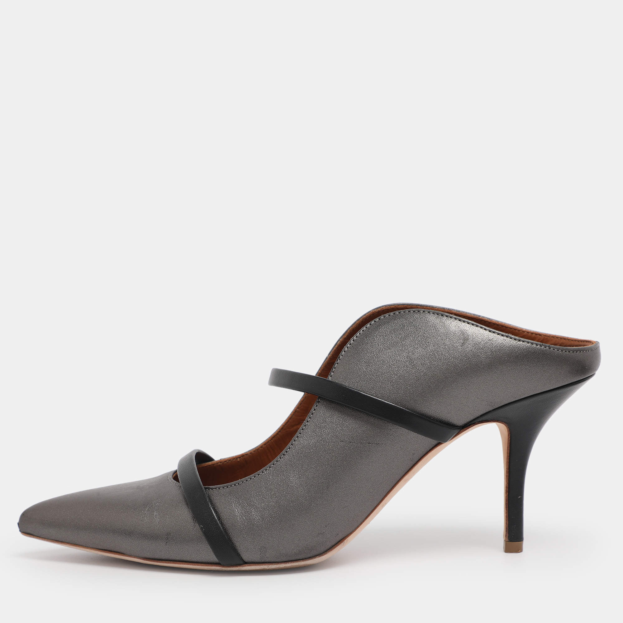 Pre Owned Malone Souliers Metallic Leather Maureen Pointed Toe Mules Size 39