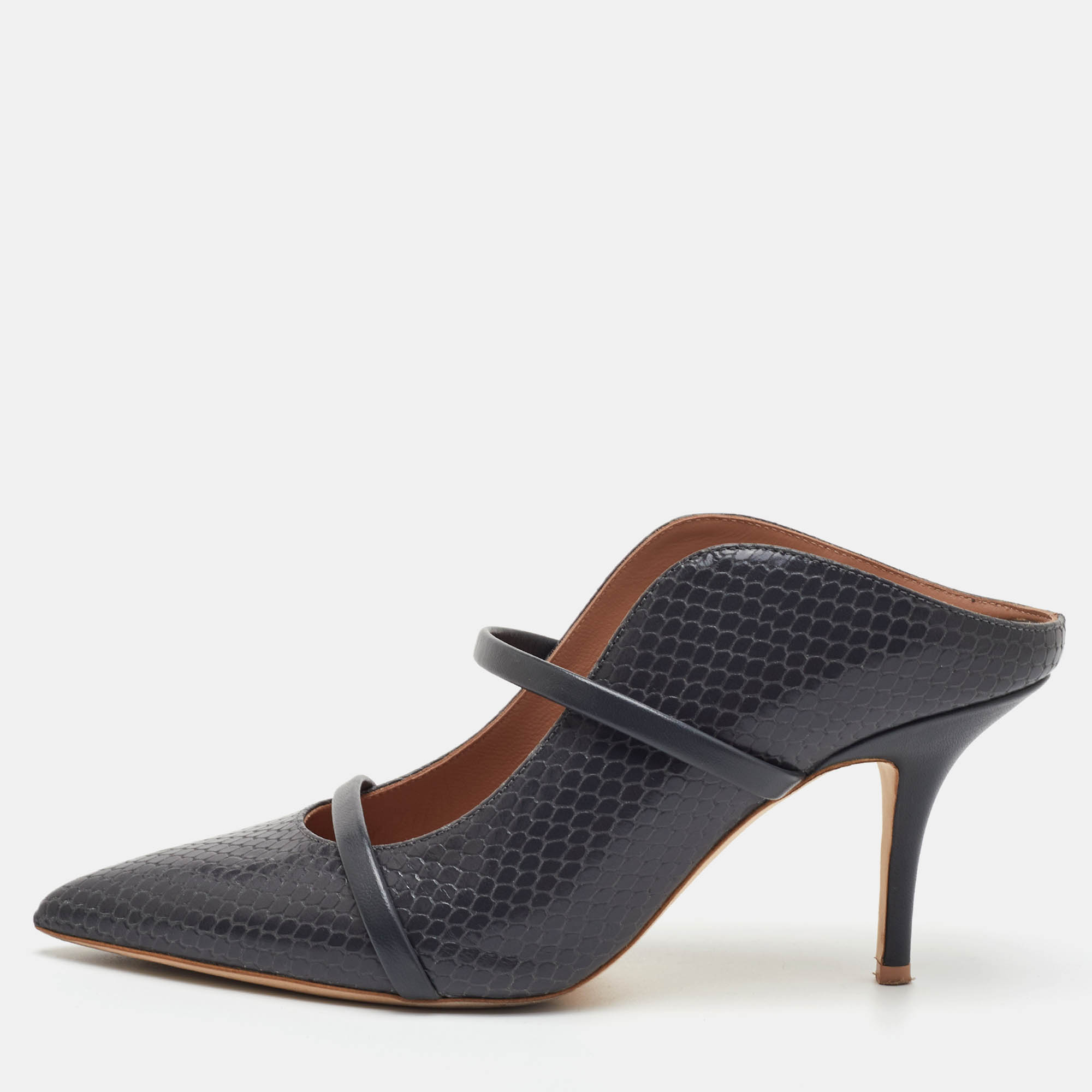 Pre Owned حذاء مولز كعب عالي مالون سوليه مورين جلد أسود مقاس 41