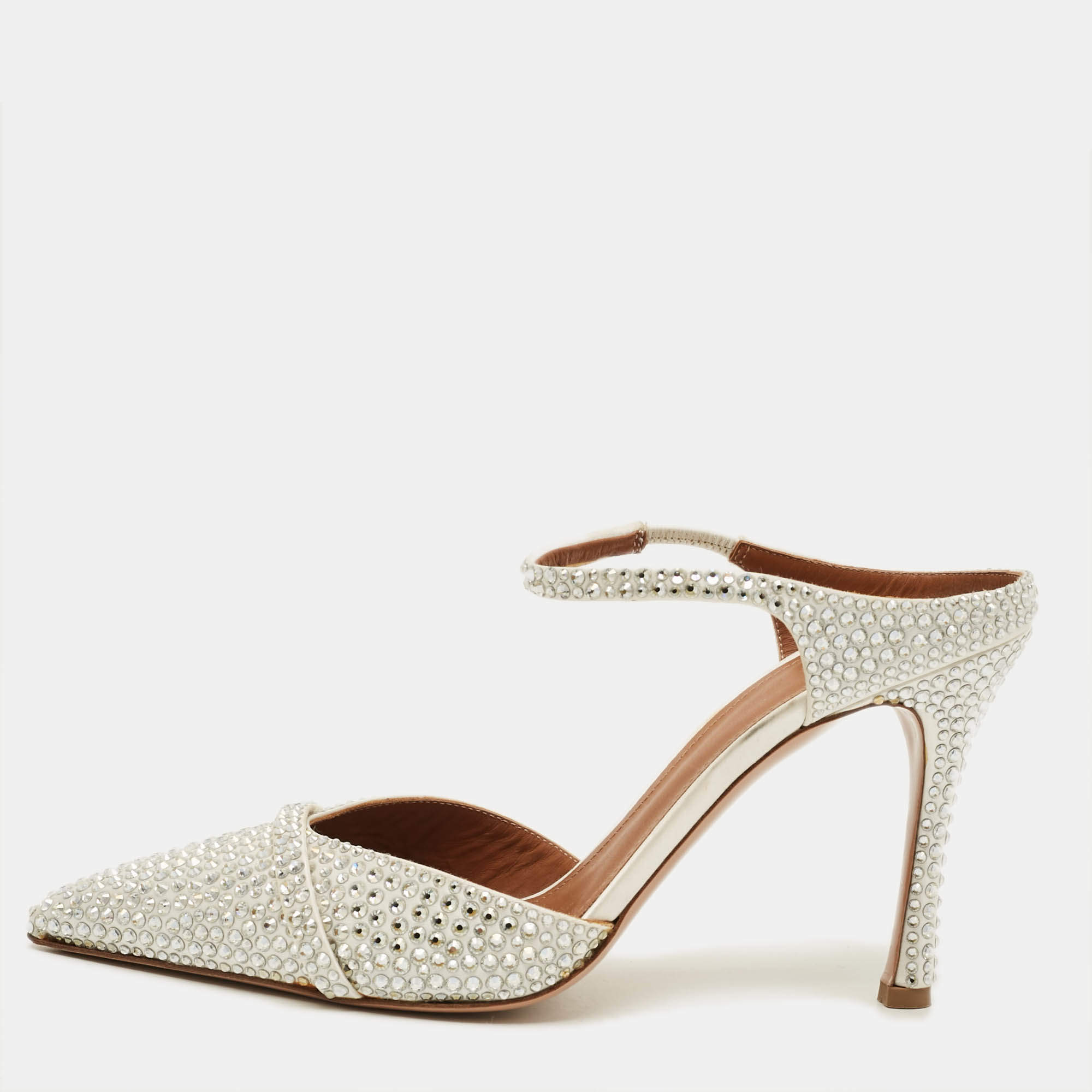 مملوكة مسبقًا Malone Souliers Iona Size 38 White Satin Mules
