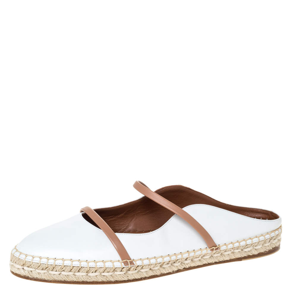 مملوكة مسبقًا حذاء سلايد مالون سولييه ماورين مقدمة مدببة جلد أبيض و بني مقاس 42