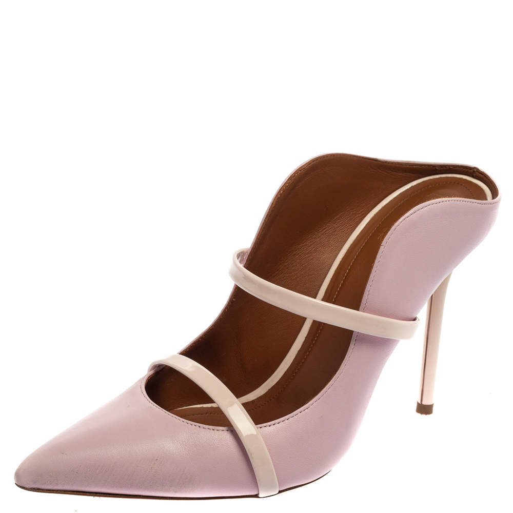Pre Owned Malone Souliers Light Purple Leather Maureen Sandals Size 38.5