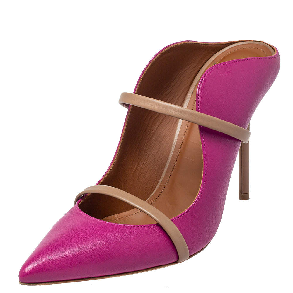 Pre Owned Malone Souliers Pink /Beige Leather Maureen  Pumps Size 40.5
