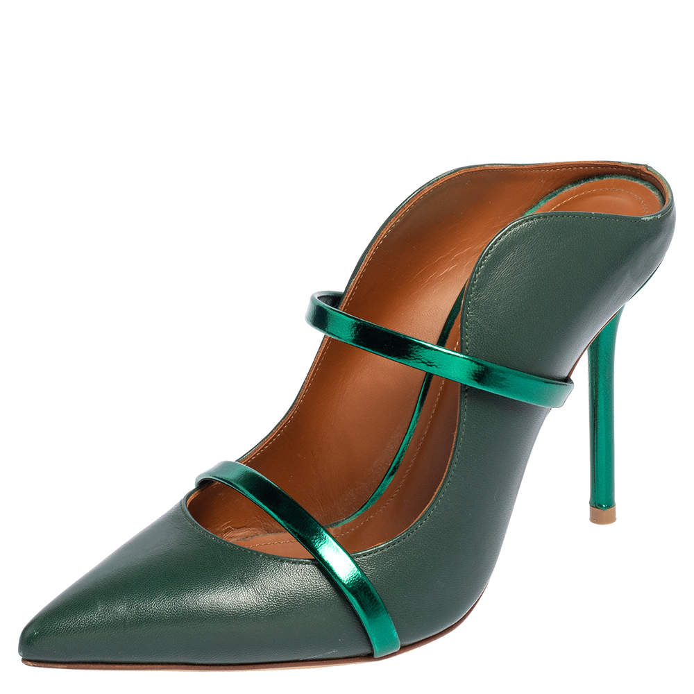 Pre Owned Malone Souliers Green Leather Maureen Pumps Size 36