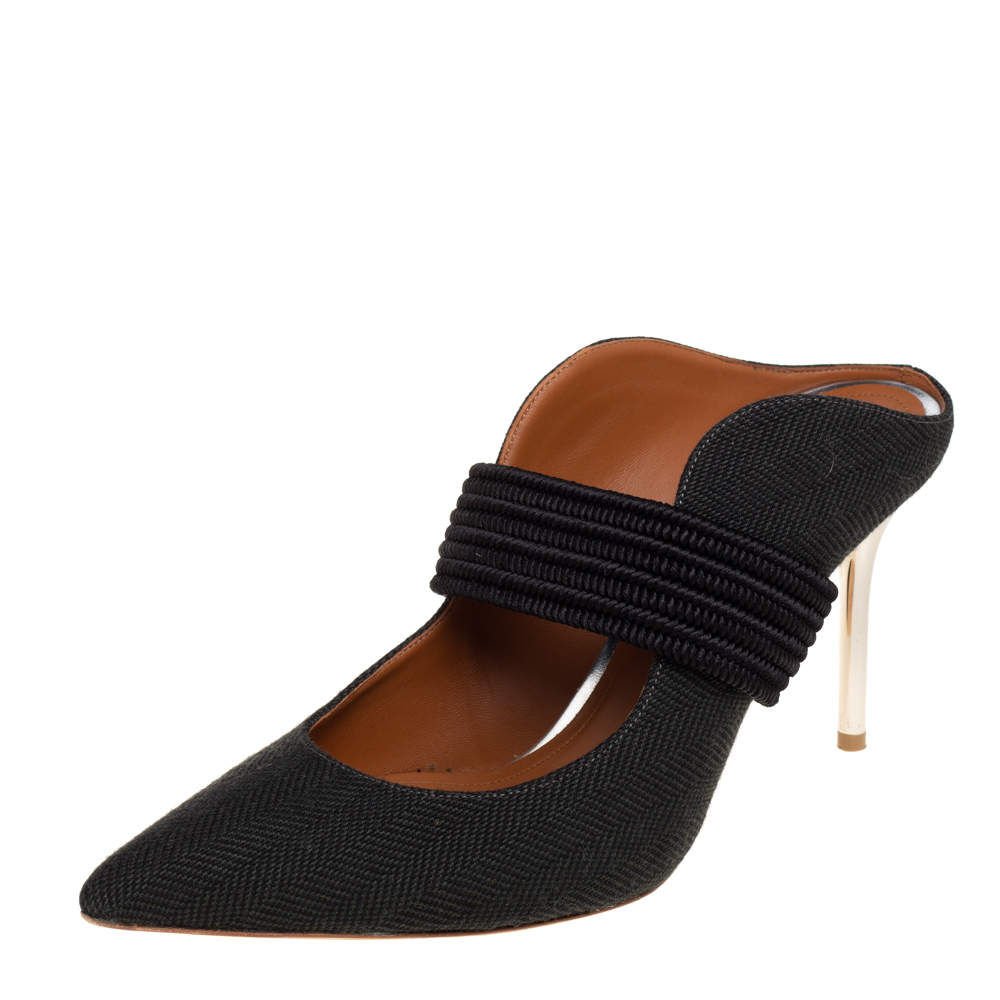 Pre Owned Malone Souliers Black Denim Mara Mule Sandals Size 41.5