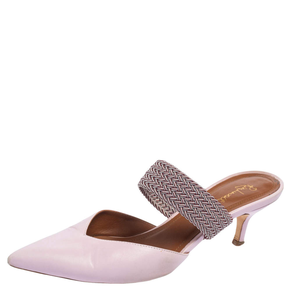 مملوكة مسبقًا صندل سلايد مالون سولييه مايزي مقدمة مدببة جلد وحبل وردي مقاس 39.5