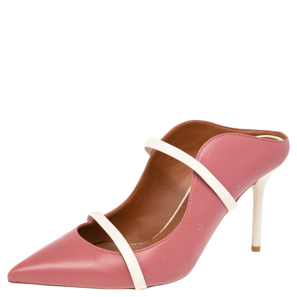 مملوكة مسبقًا Malone Souliers Pink Leather Maureen Mule Sandals Size 39
