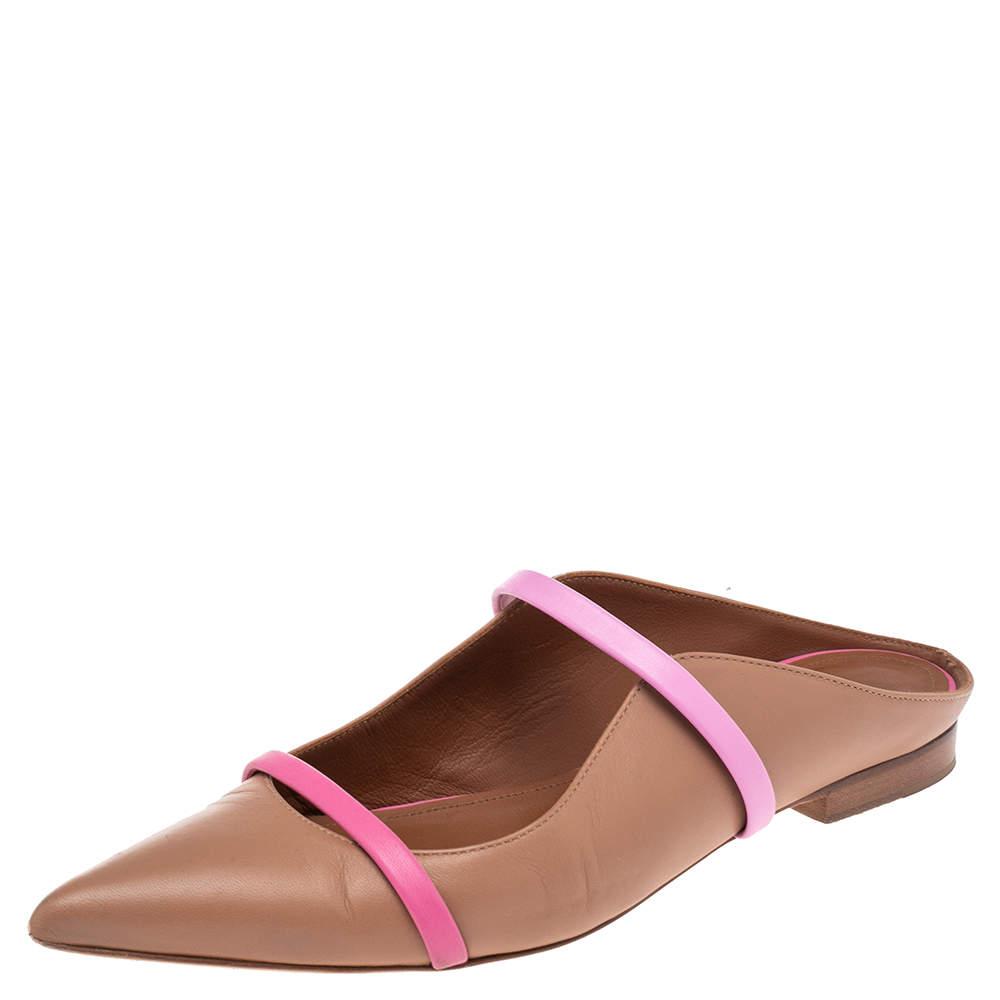 مملوكة مسبقًا حذاء مول مالون سولييه فلات مورين جلد وردي/ بني مقاس 37
