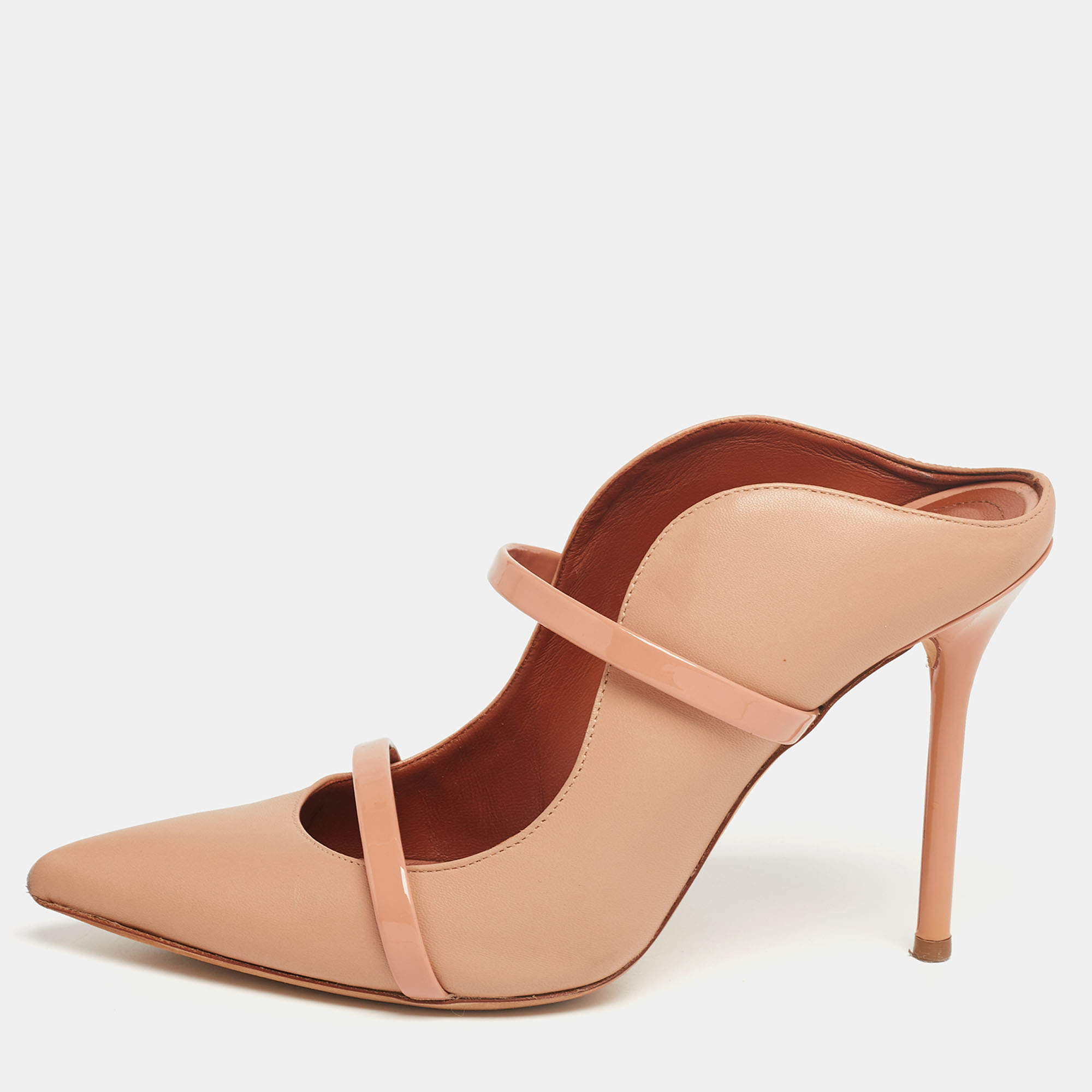 مملوكة مسبقًا Malone Souliers Beige Leather Maureen Mules Size 37