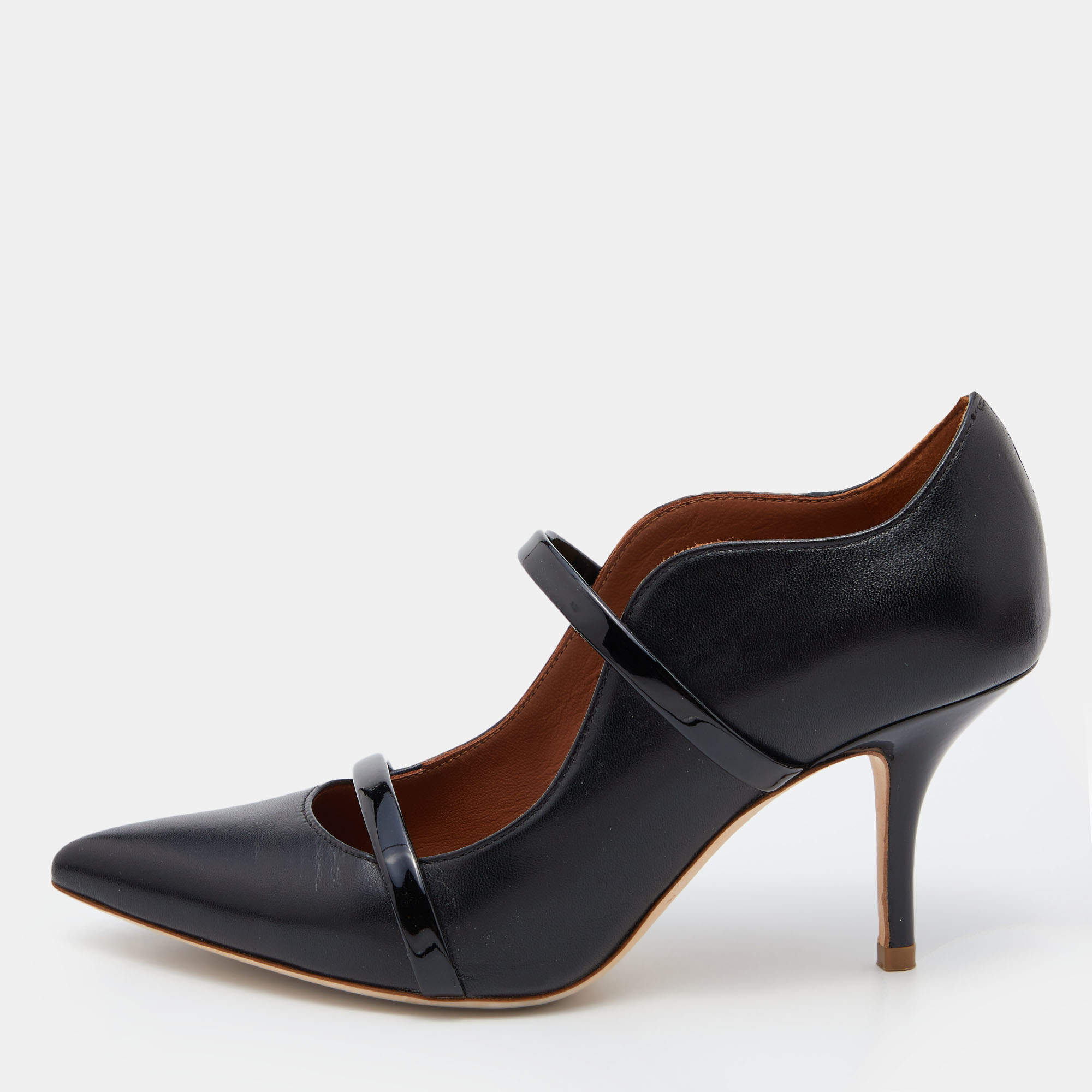 Pre Owned Malone Souliers Black Patent and Leather Maureen Pumps Size 36