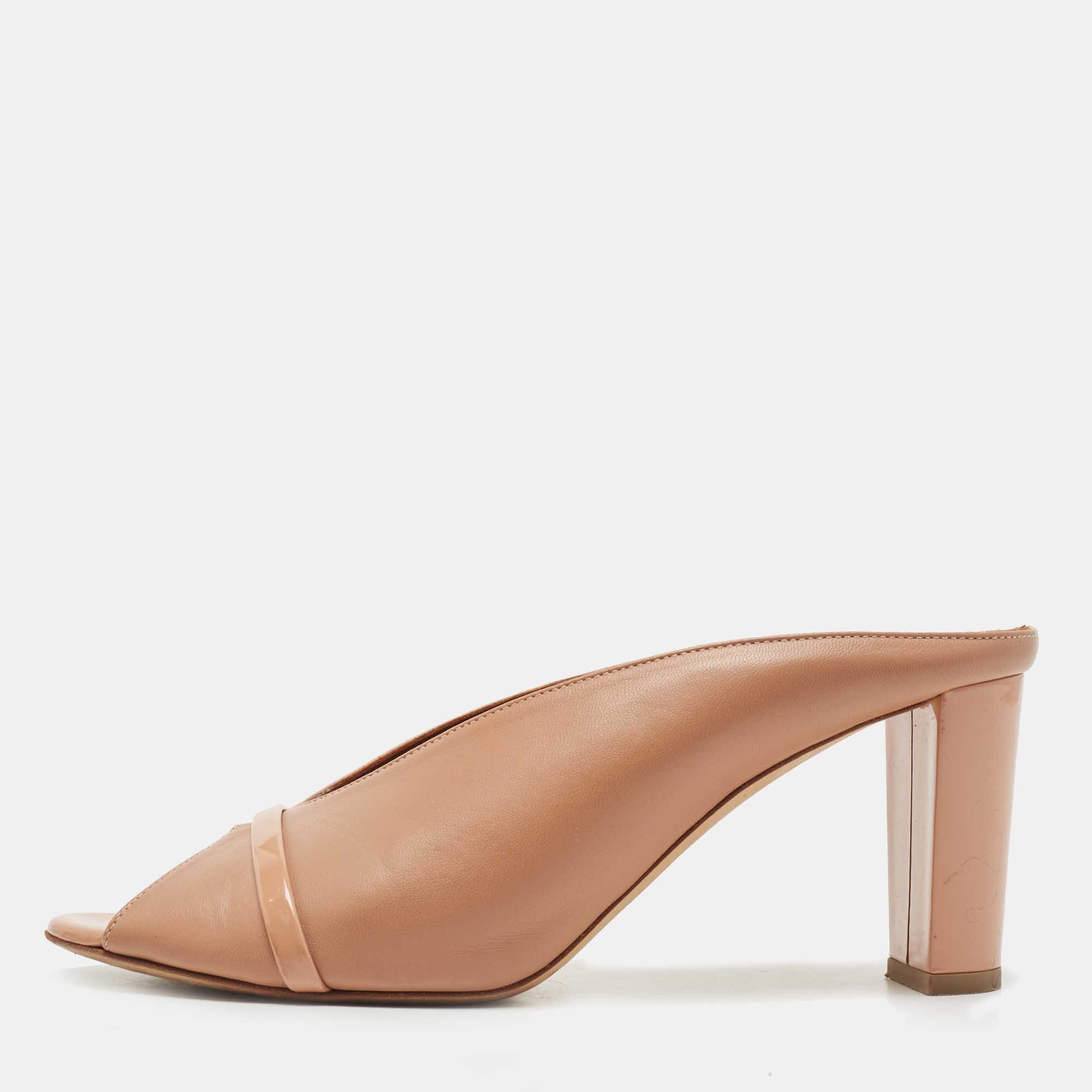 Pre Owned Malone Souliers Beige Leather Maureen Mules Size 40.5