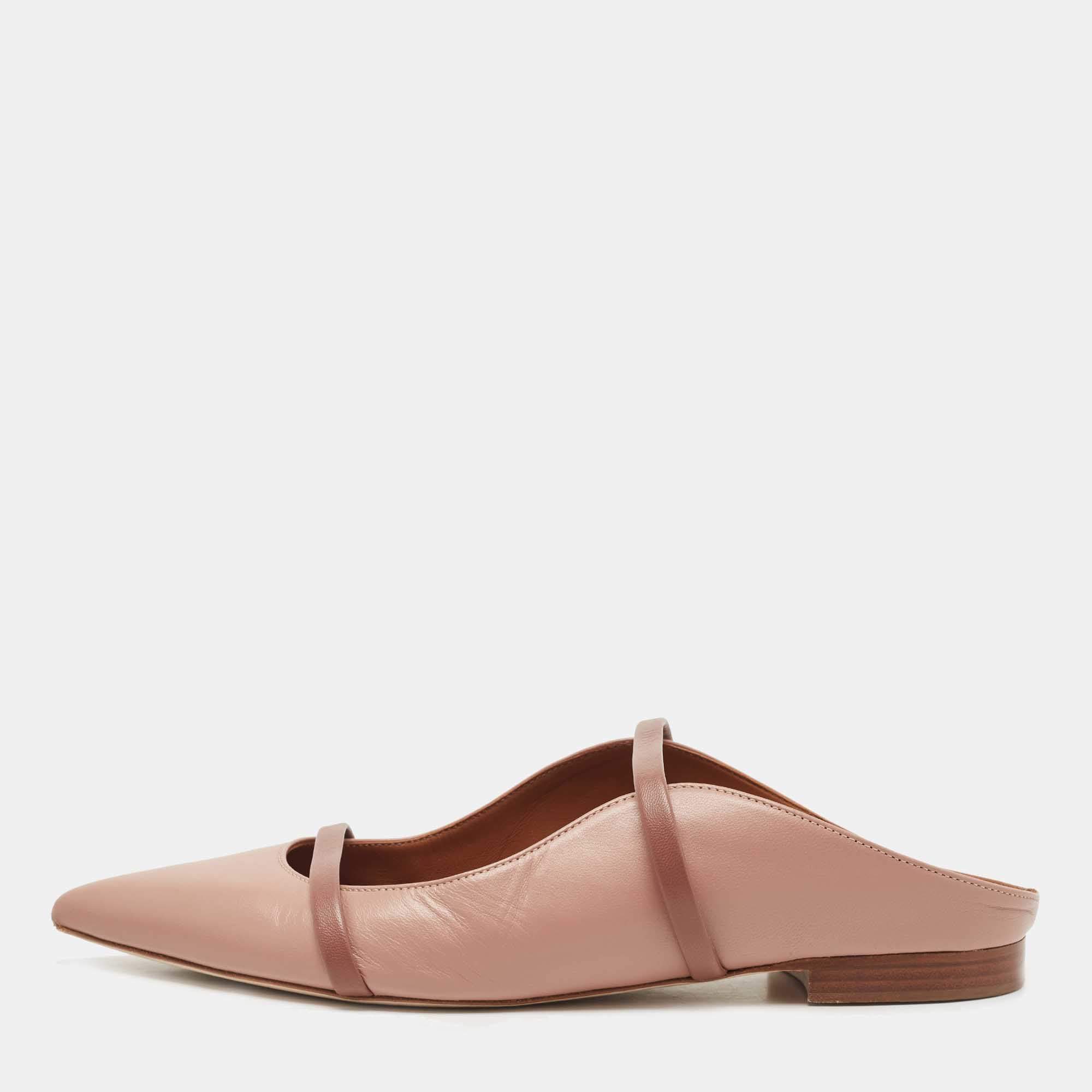 Pre Owned Malone Souliers Two Tone Leather Maureen Flat Mules Size 39