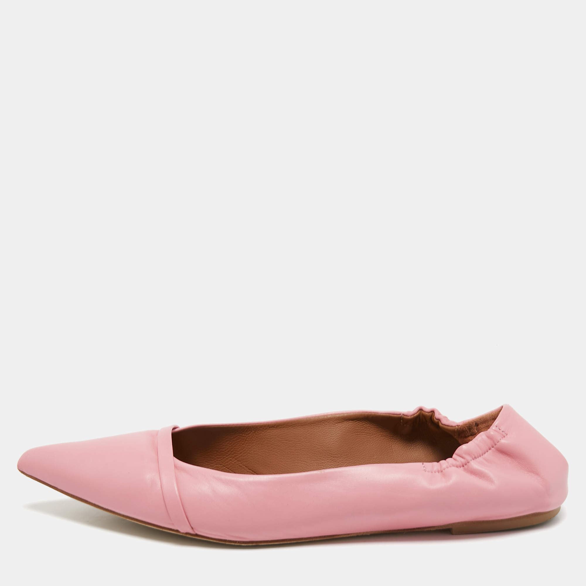 Pre Owned Malone Souliers Pink Leather Raya Ballet Flats Size 40
