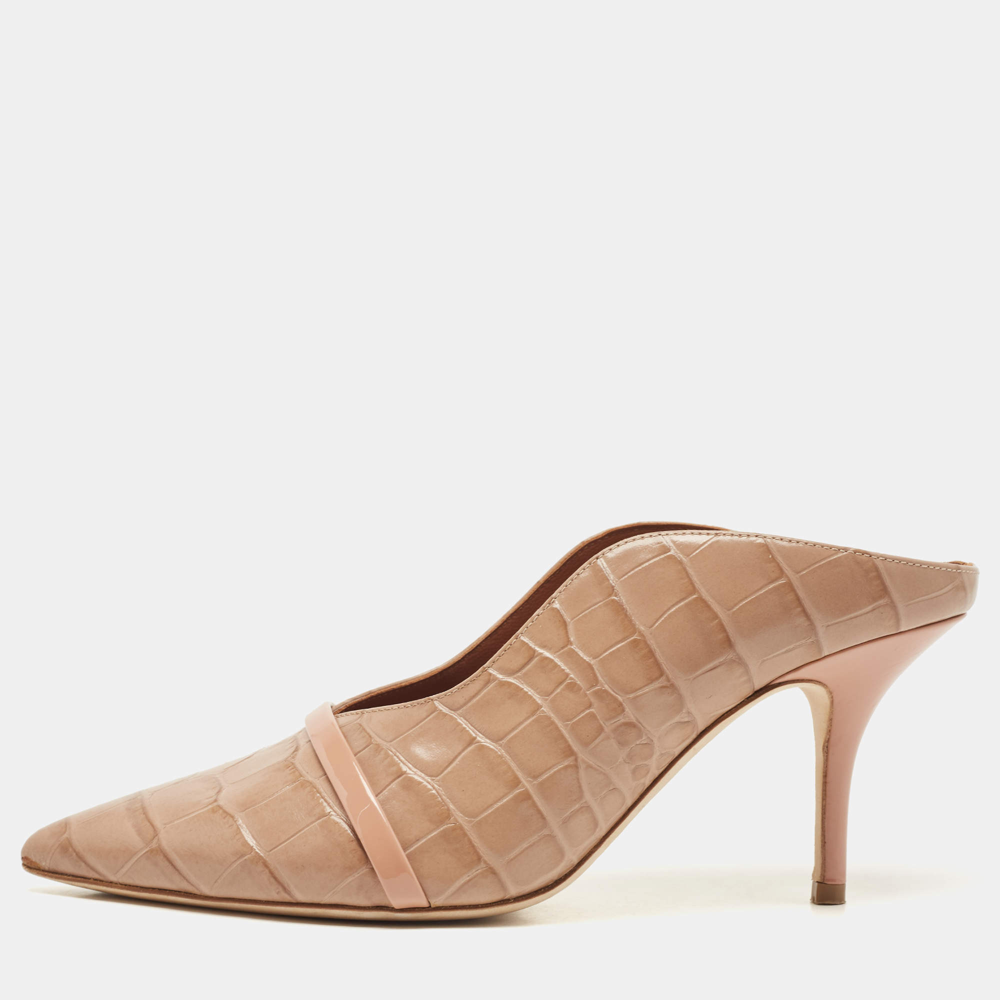 Pre Owned Malone Souliers Croc Embossed Maureen  Pumps Size 39