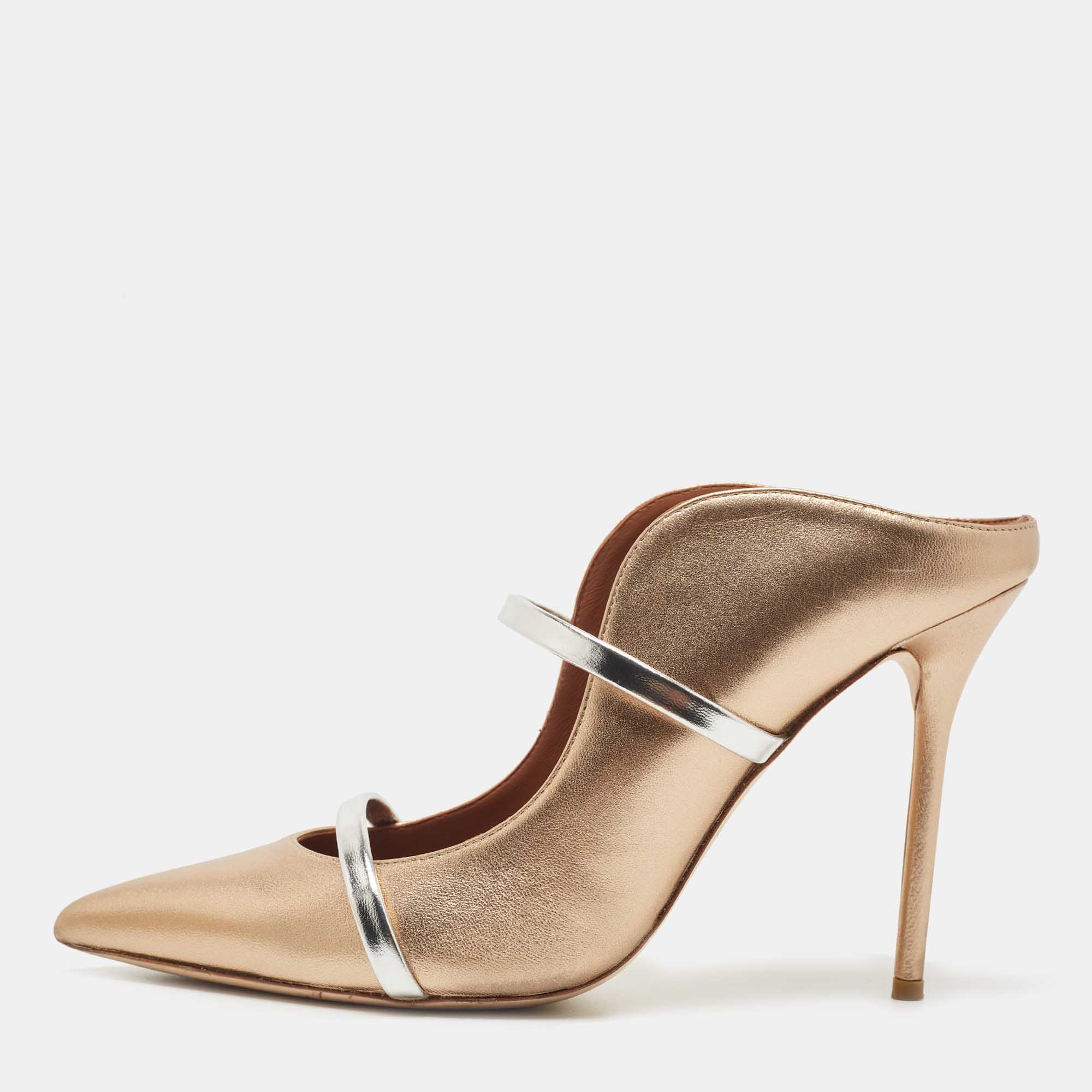 Pre Owned Malone Souliers Metallic Foil Leather Maureen Pumps Size 42