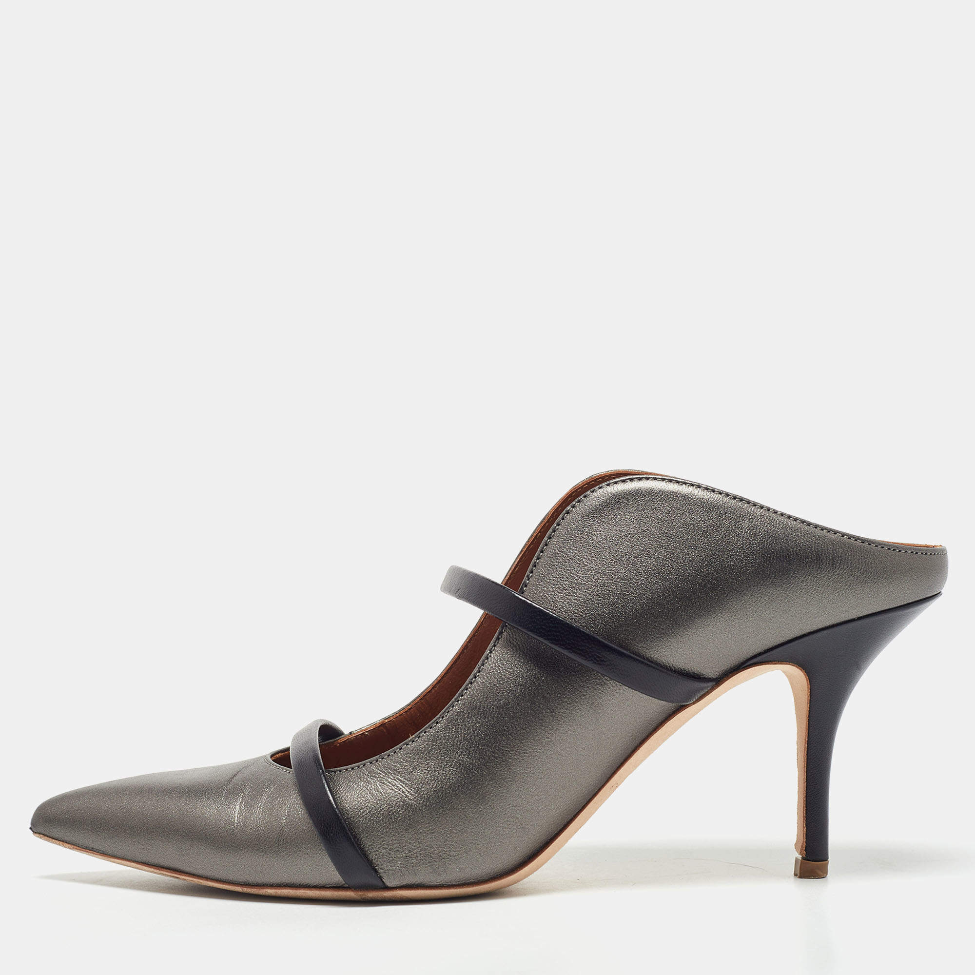 Malone Souliers Metallic Leather Maureen Pointed Toe Mules Size 39