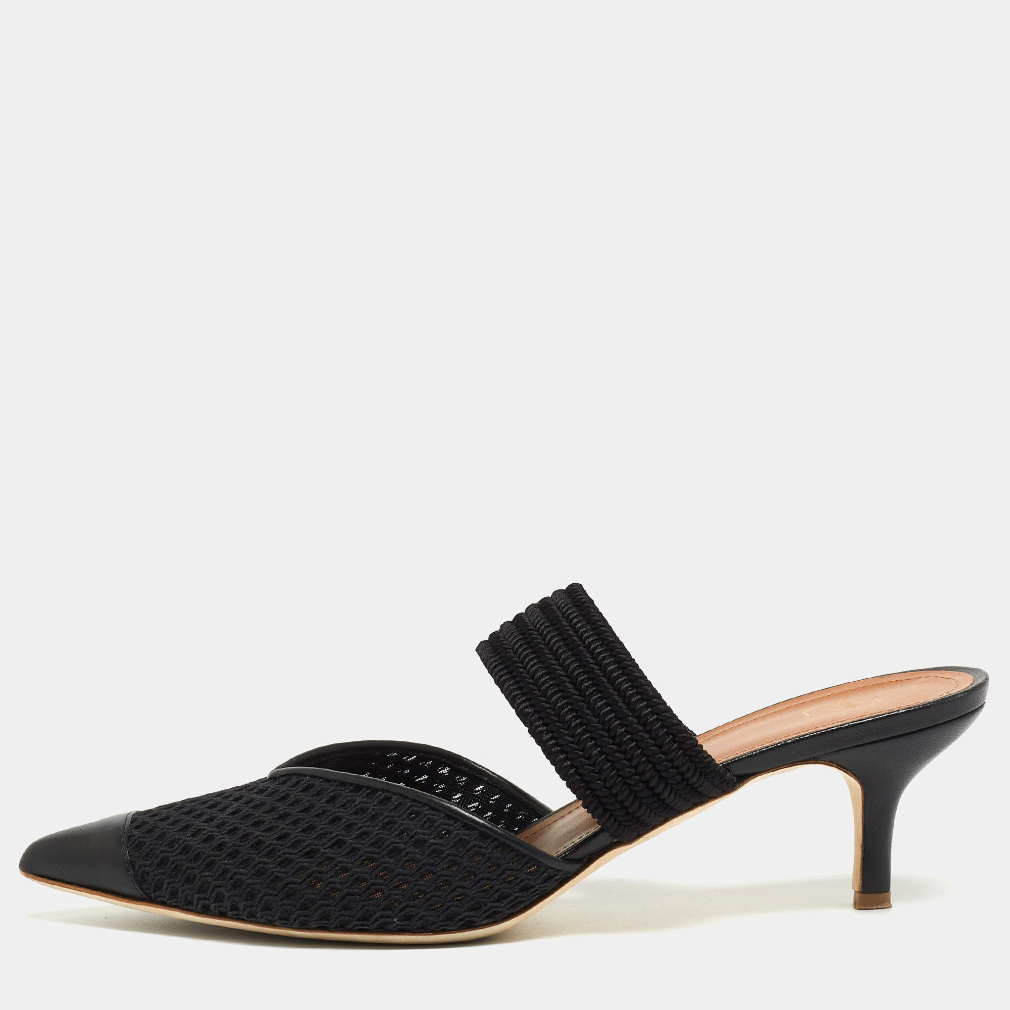 Malone Souliers Black Mesh and Leather Maisie Mules Size 41