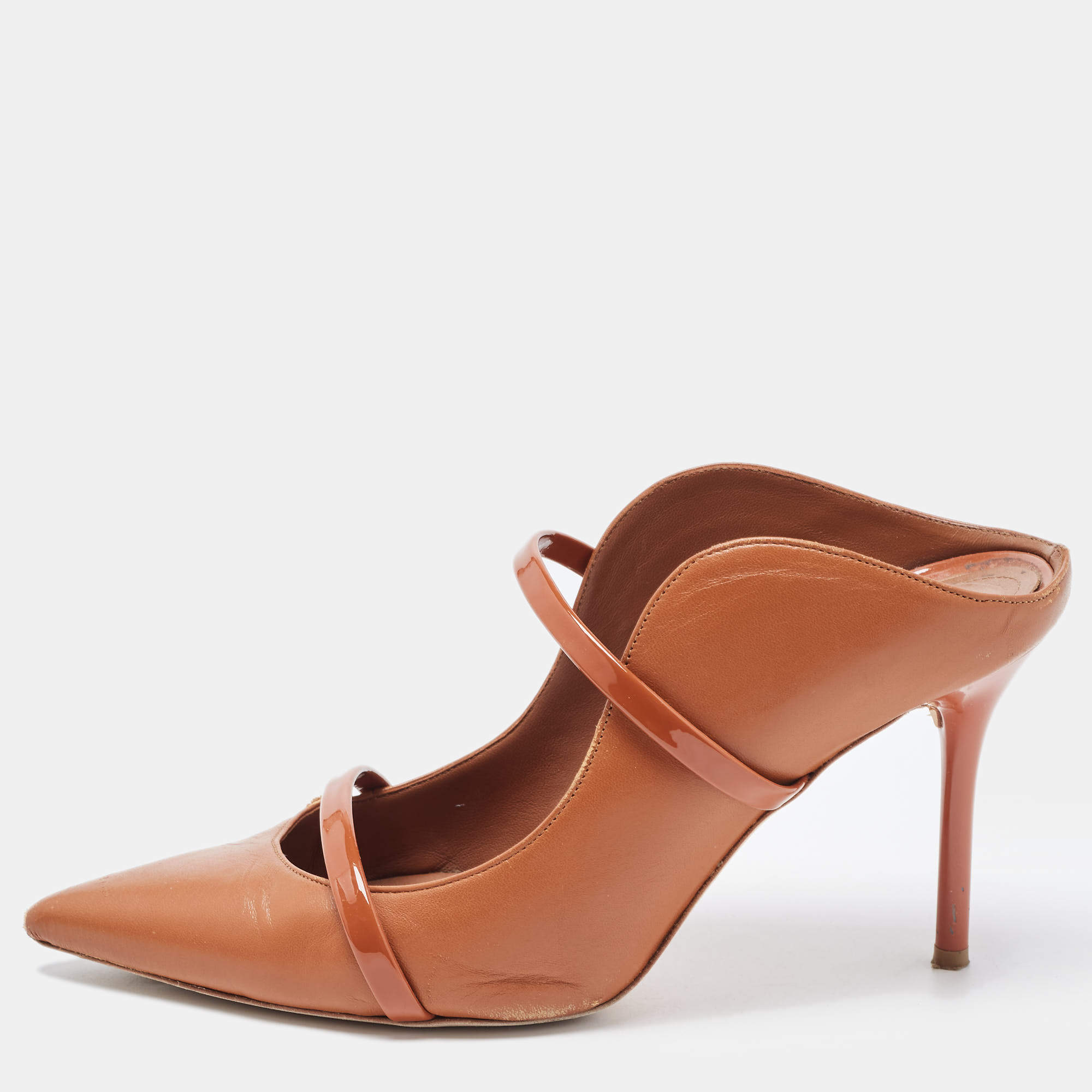Pre Owned Malone Souliers Tan Leather Maureen Mules Size 39