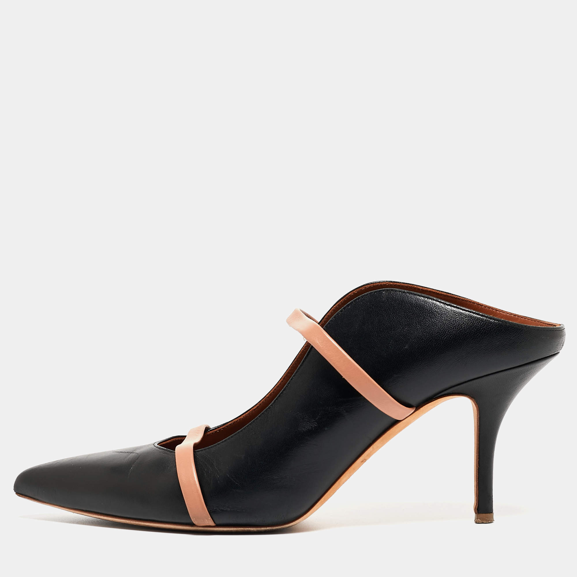 Pre Owned Malone Souliers Black Leather Maureen Mule Sandals Size 40.5