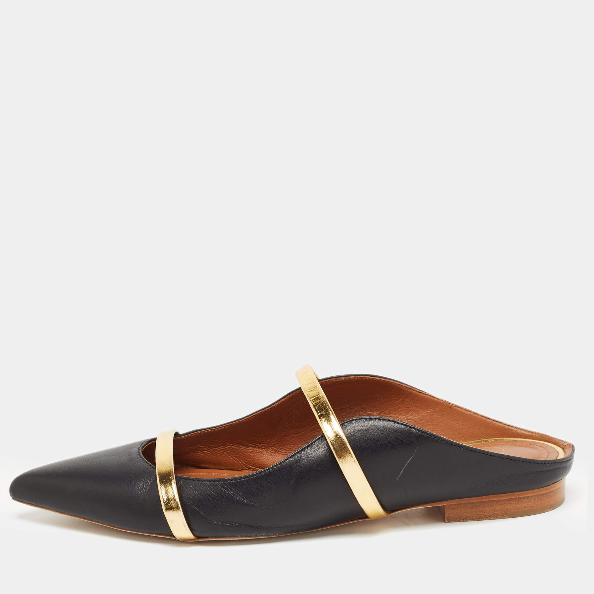 Pre Owned Malone Souliers Black Leather Maureen  Sandals Size 37.5