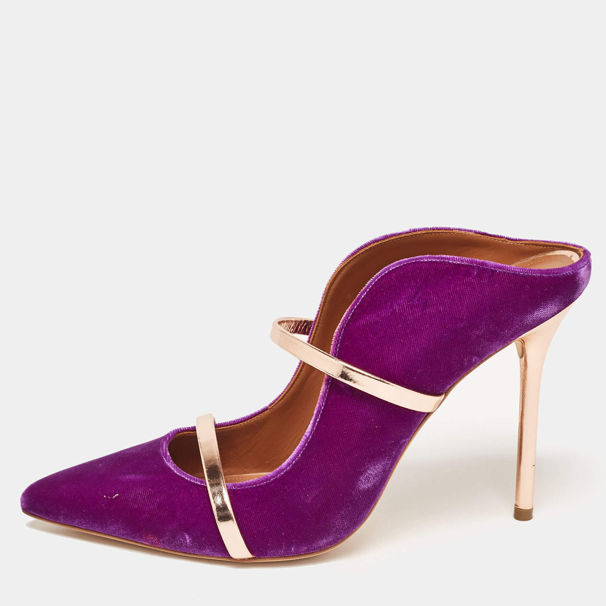 Malone Souliers Purple Velvet Maureen Mules Size 40.5 