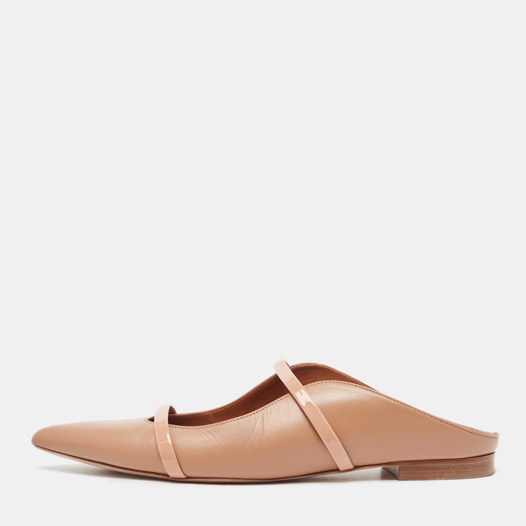 Pre Owned Malone Souliers Beige Leather Maureen  Flats Size 41