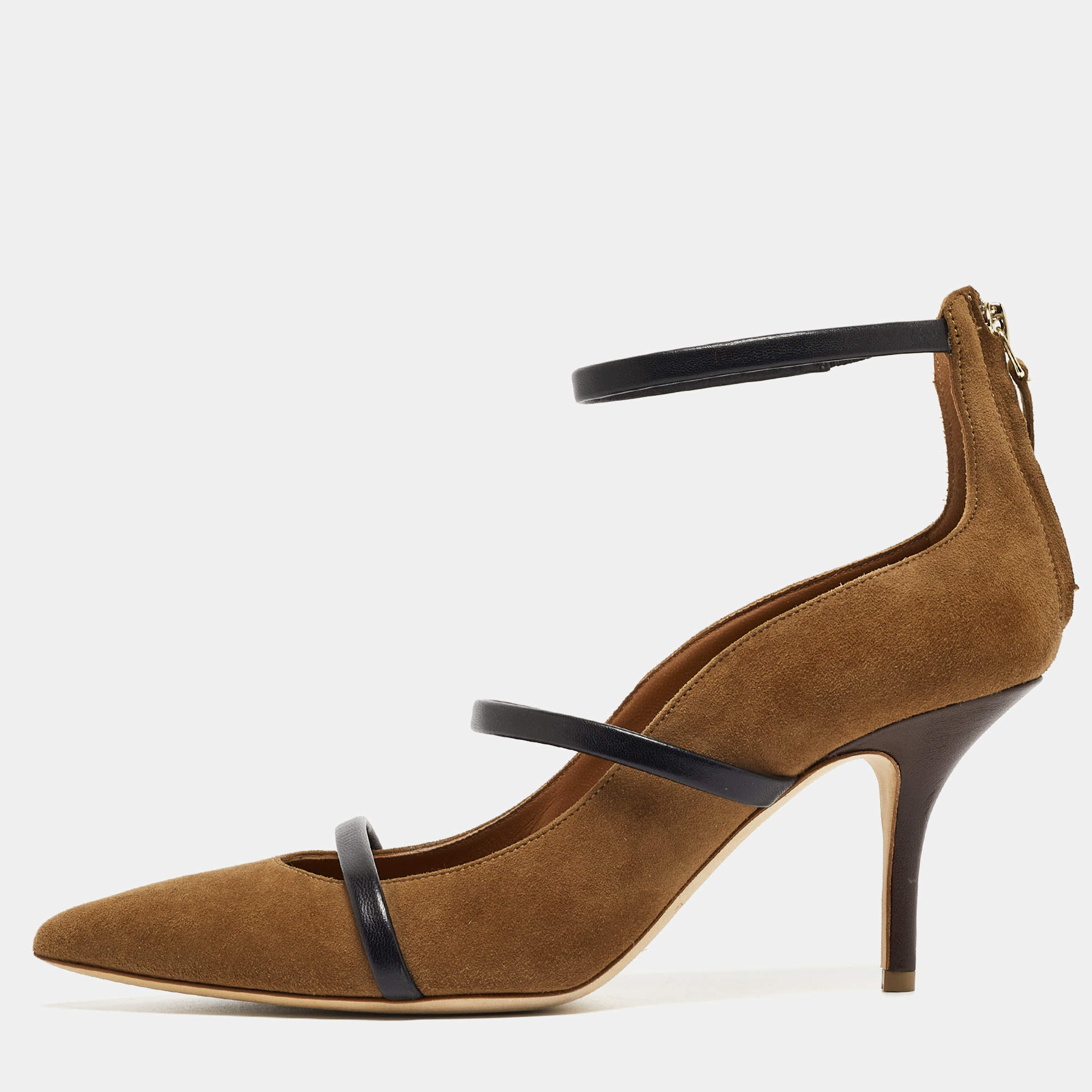 مملوكة مسبقًا Malone Souliers Brown Suede and Leather Robyn Pumps Size 39