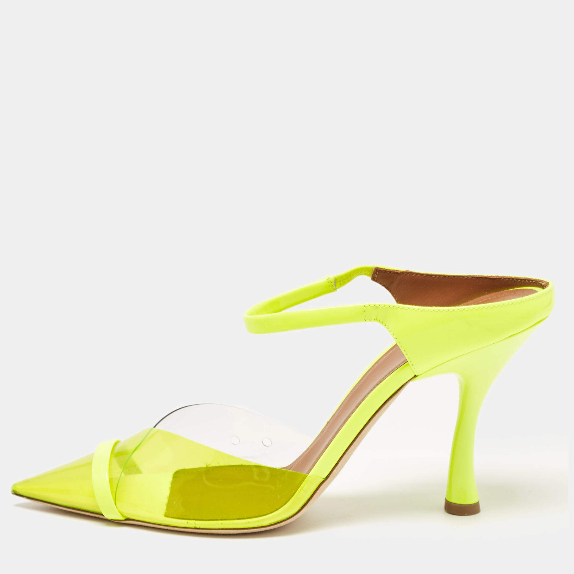 Malone Souliers Neon Yellow Iona Heel Mules Size 40.5