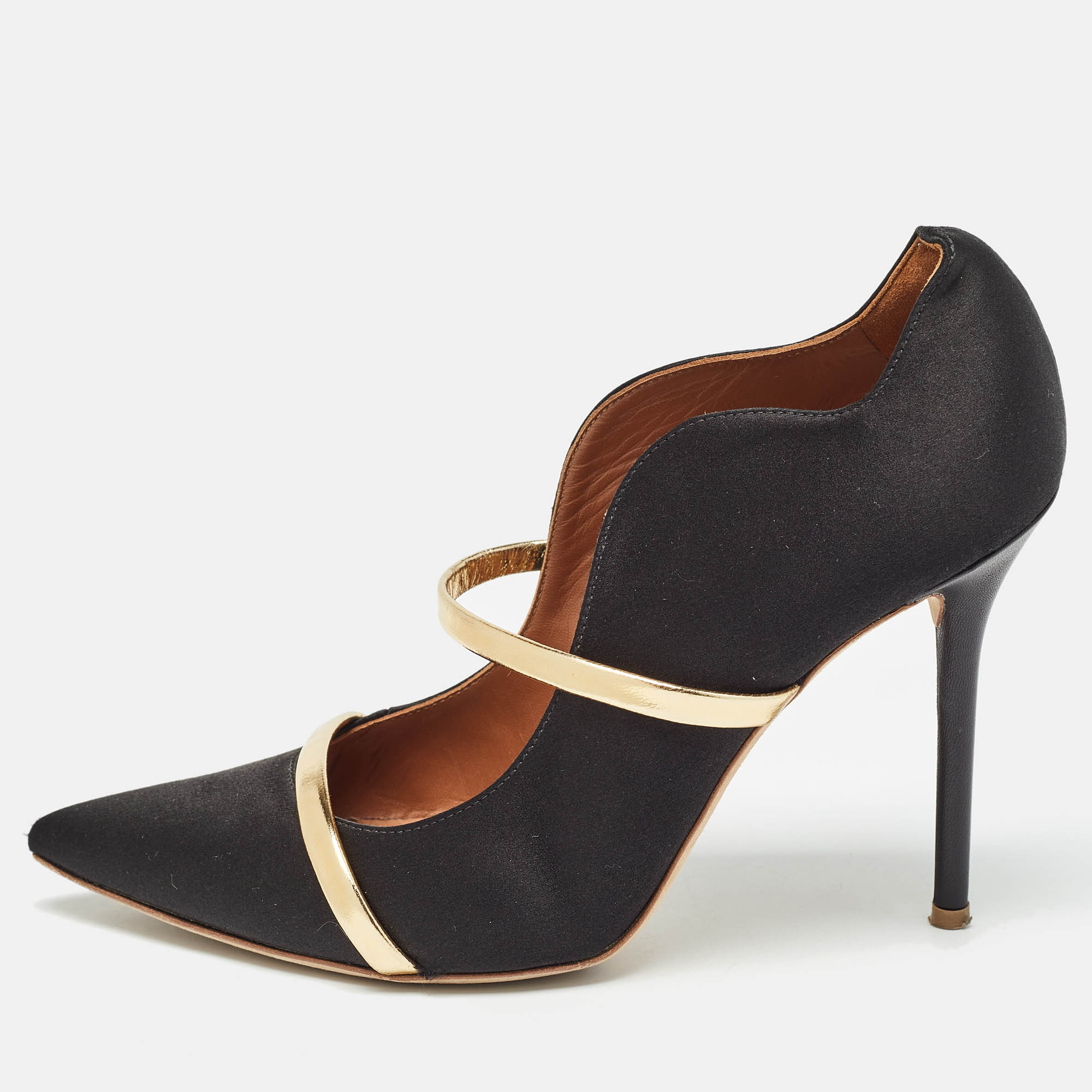Pre Owned Malone Souliers Black Satin Maureen Pumps Size 39