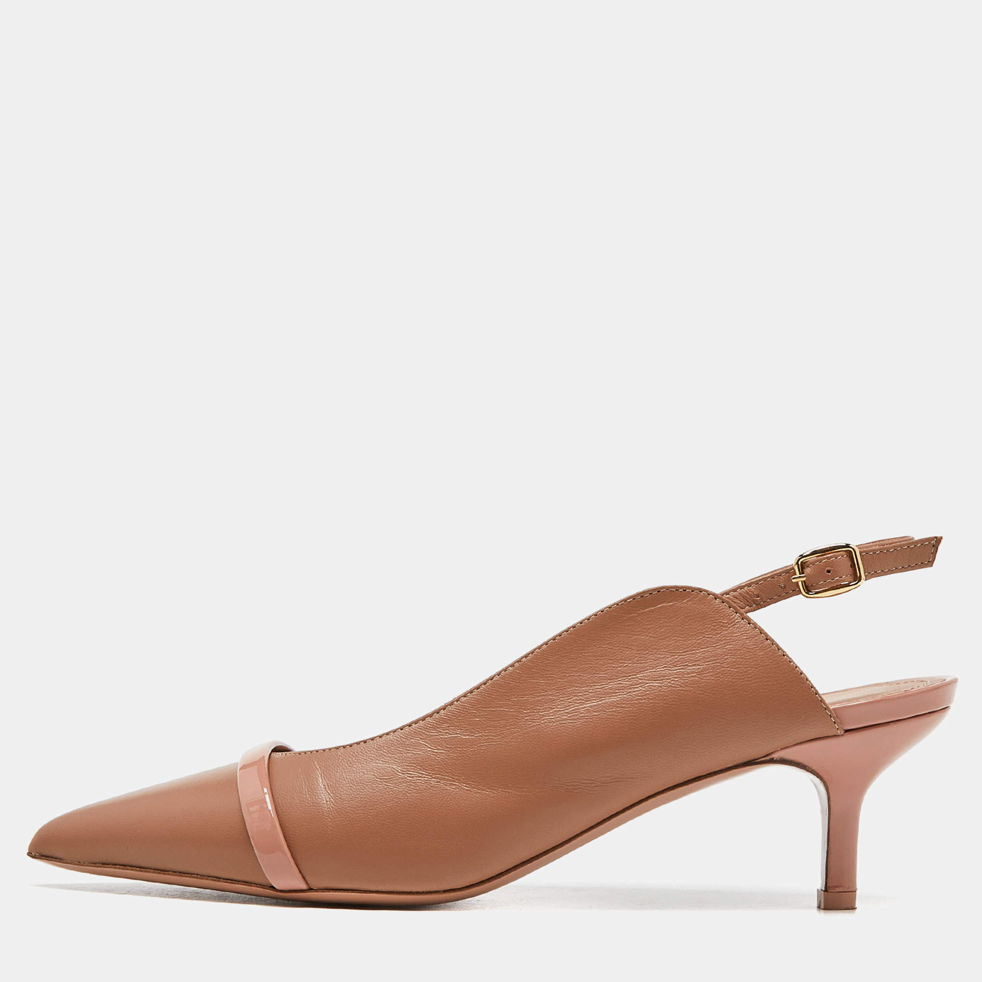 Pre Owned Malone Souliers Beige Leather Marion Pointed Toe Slingback Pumps Size 36