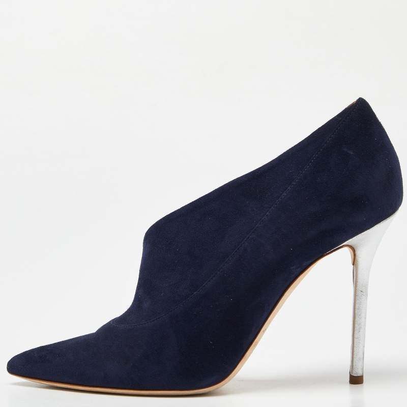 Pre Owned Malone Souliers Blue Suede D'orsay Pointed Toe Pumps Size 39