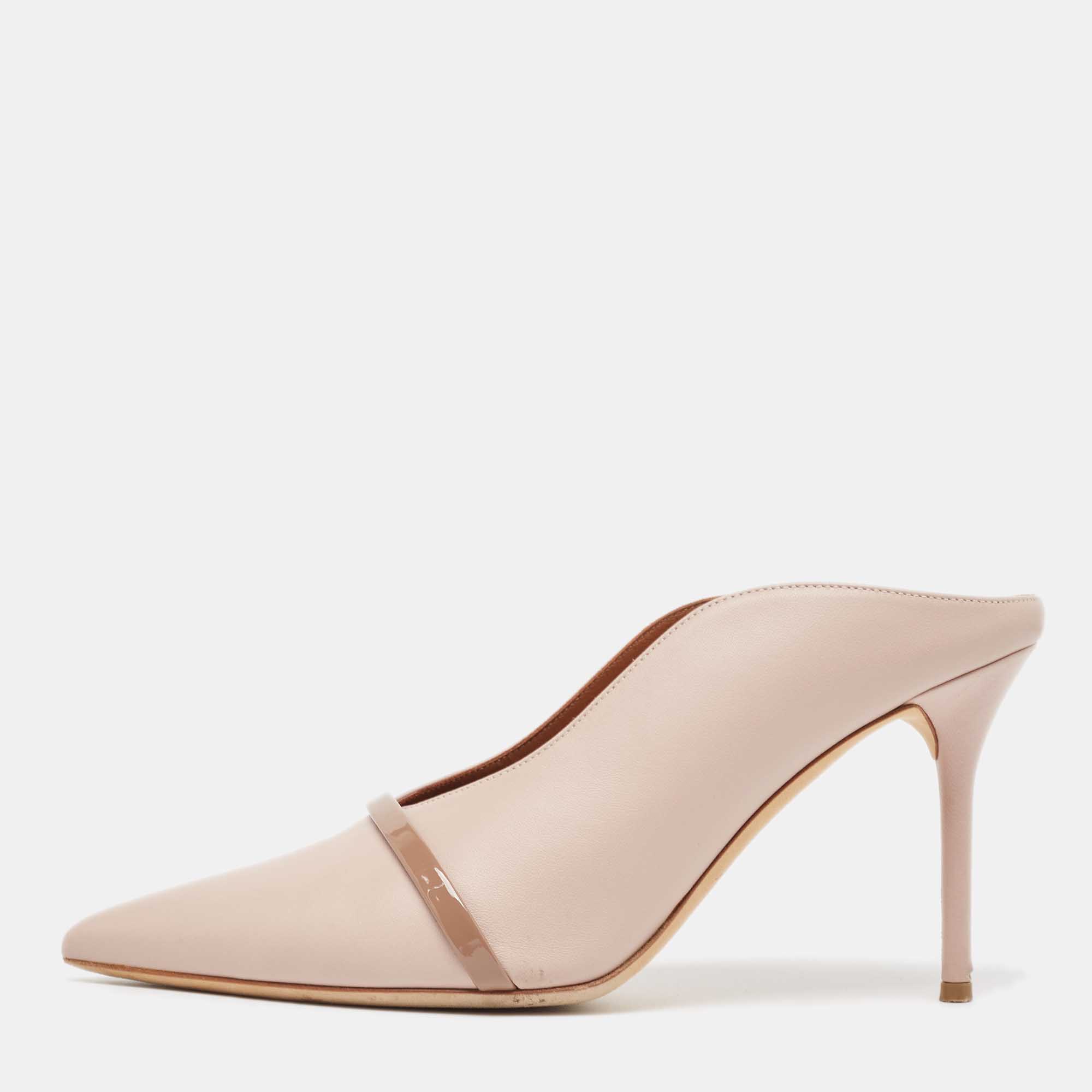 Pre Owned Malone Souliers Beige Leather Constance Mules Size 40