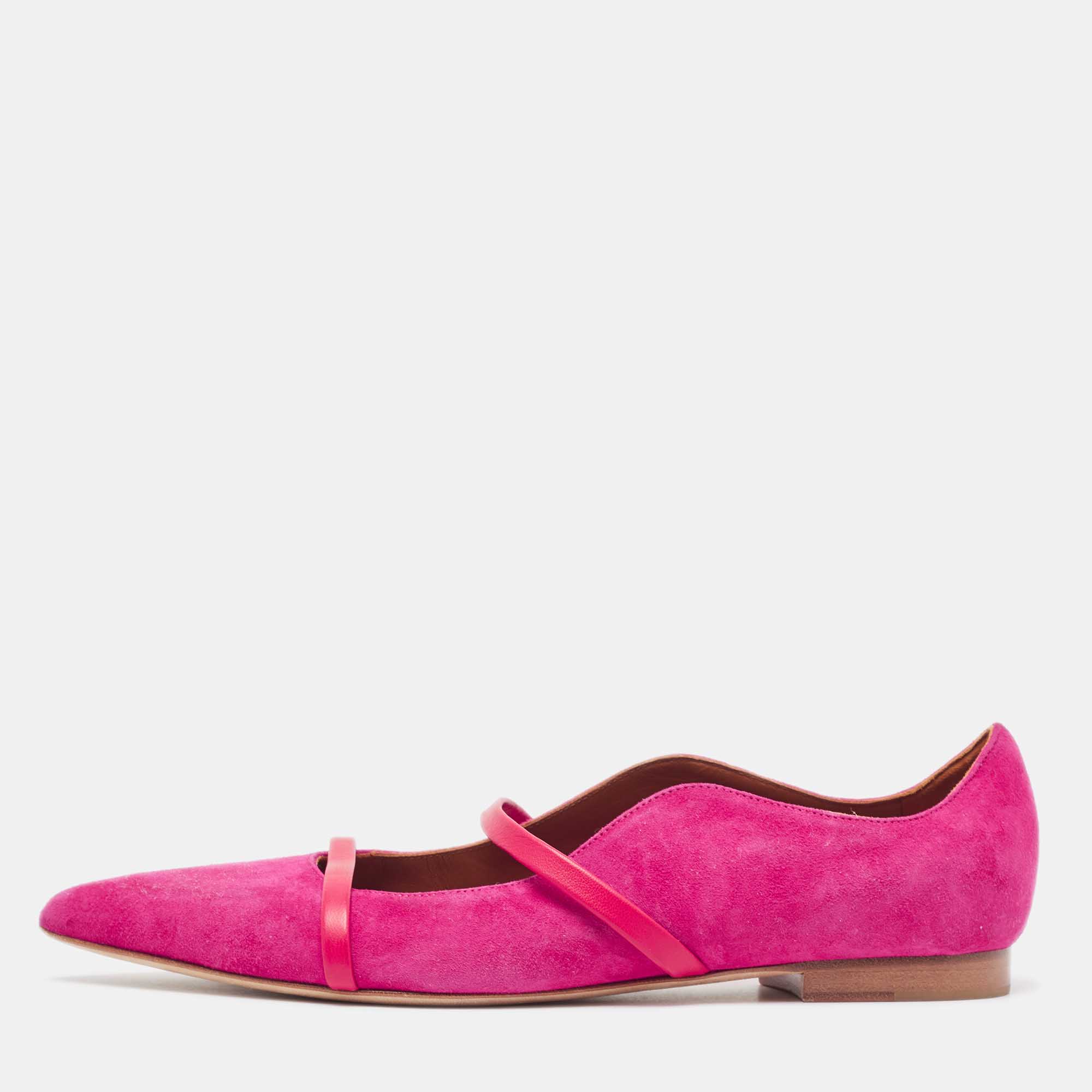 Malone Souliers Fuchsia/Red Suede Maureen Ballet Flats Size 39